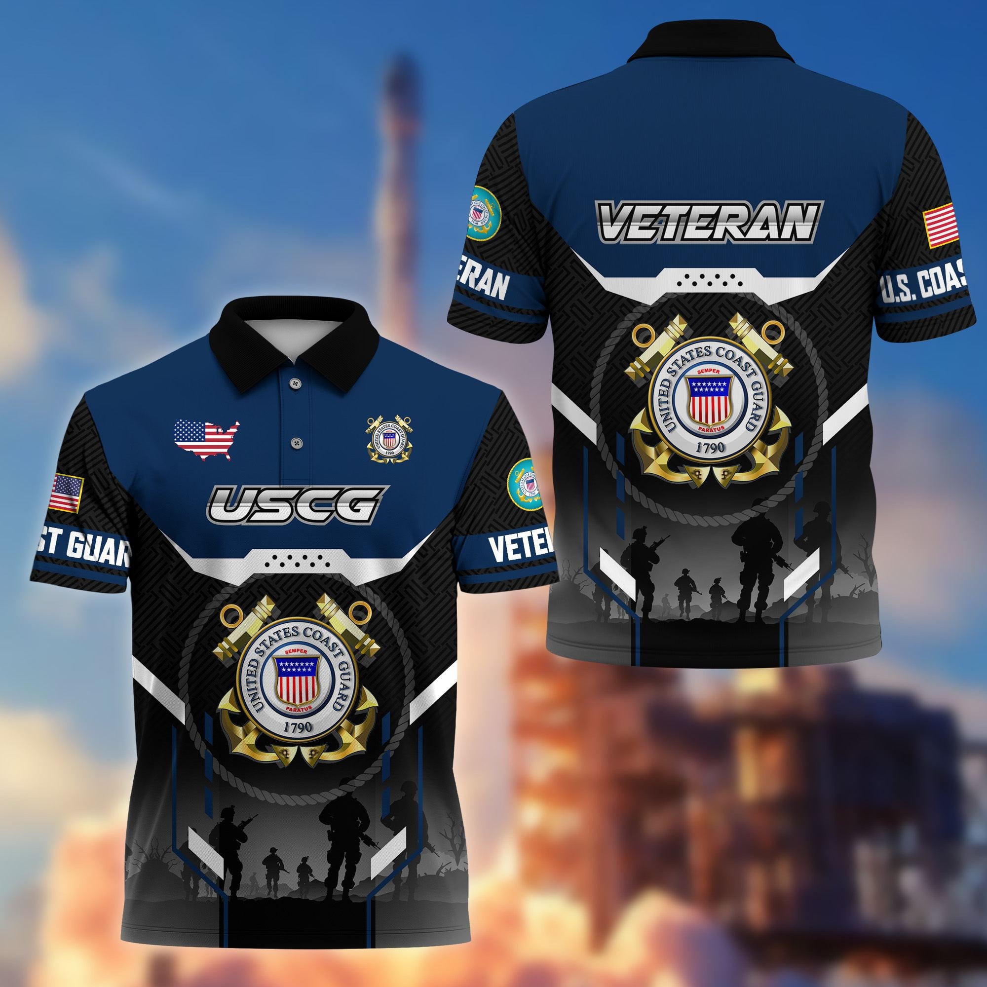 Premium US Veterans Polo Shirt, Gifts For US Veterans, Gifts On Father's Day, Veterans Day.
