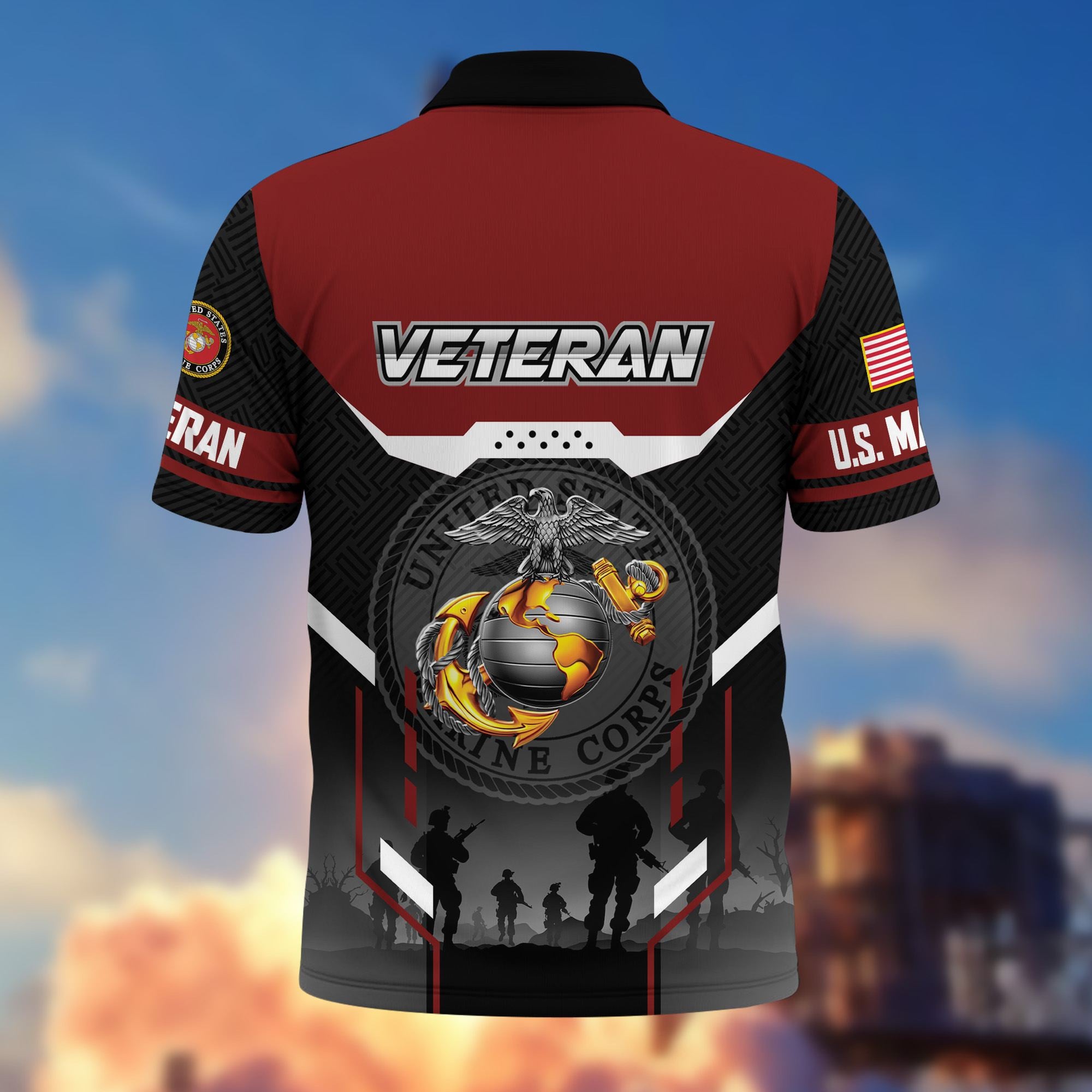 Premium US Veterans Polo Shirt, Gifts For US Veterans, Gifts On Father's Day, Veterans Day.
