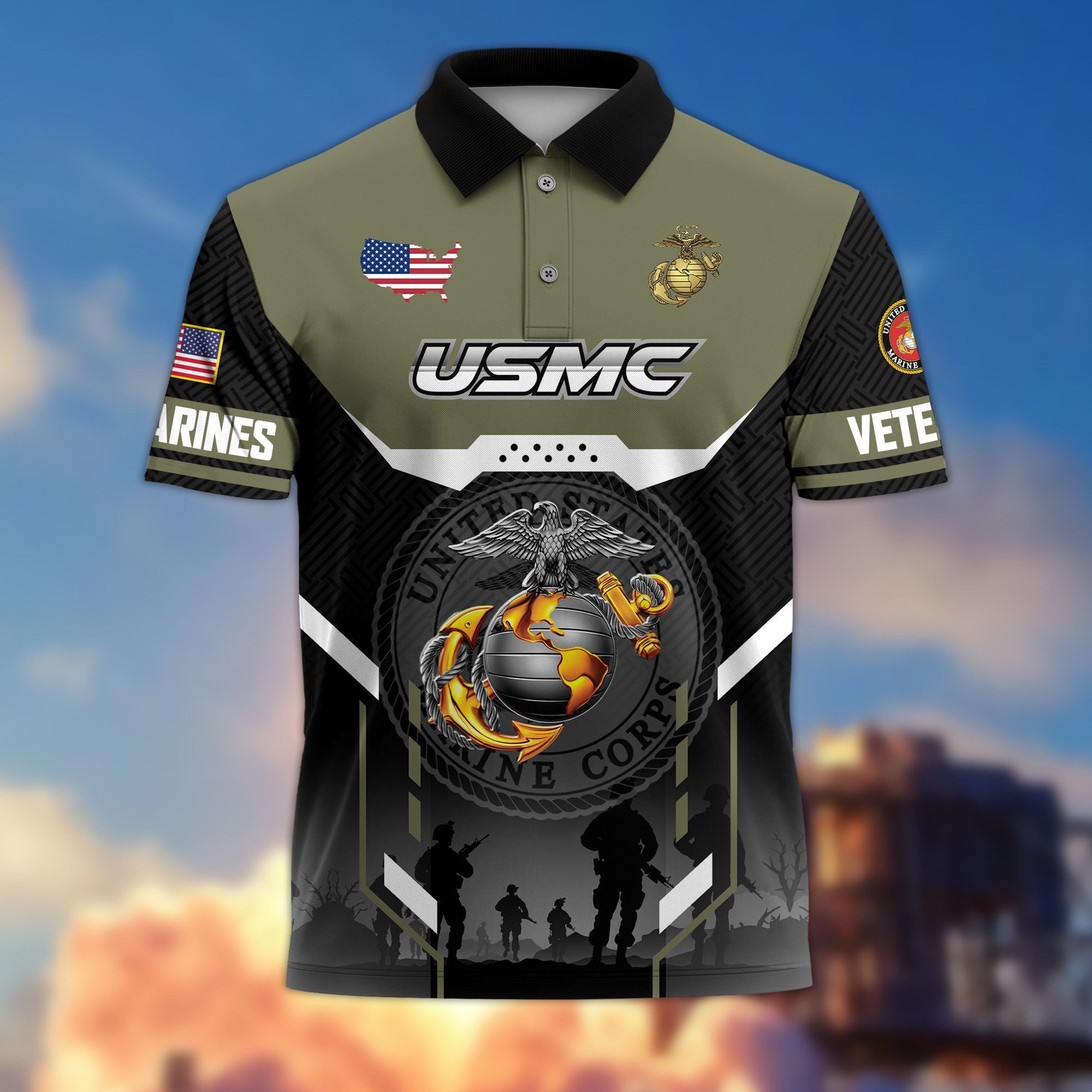 Premium US Veterans Polo Shirt, Gifts For US Veterans, Gifts On Father's Day, Veterans Day.