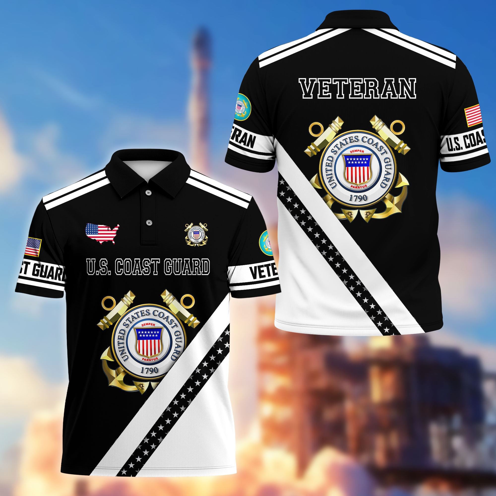 Premium US Veterans Polo Shirt, Gifts For US Veterans, Gifts On Father's Day, Veterans Day.