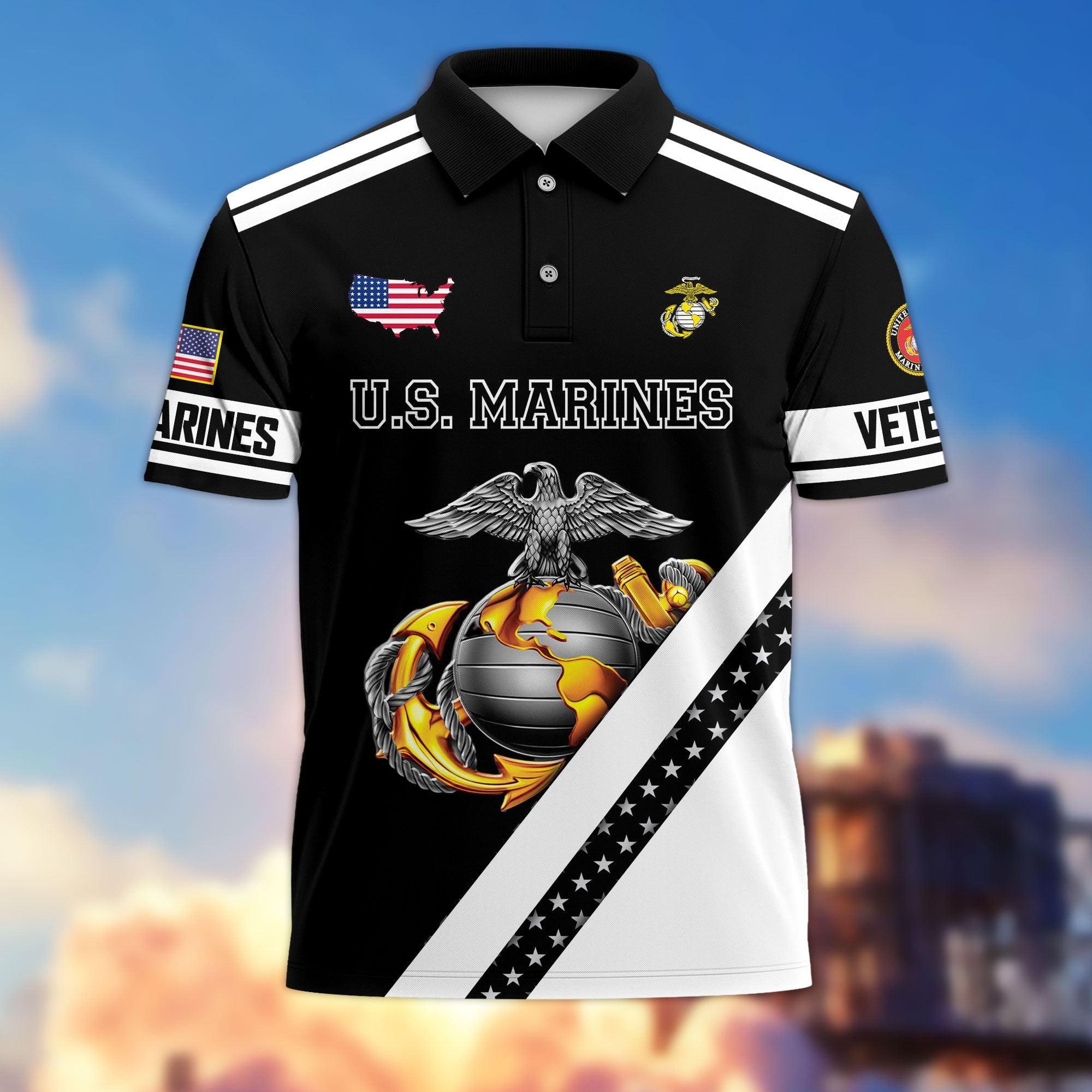 Premium US Veterans Polo Shirt, Gifts For US Veterans, Gifts On Father's Day, Veterans Day.