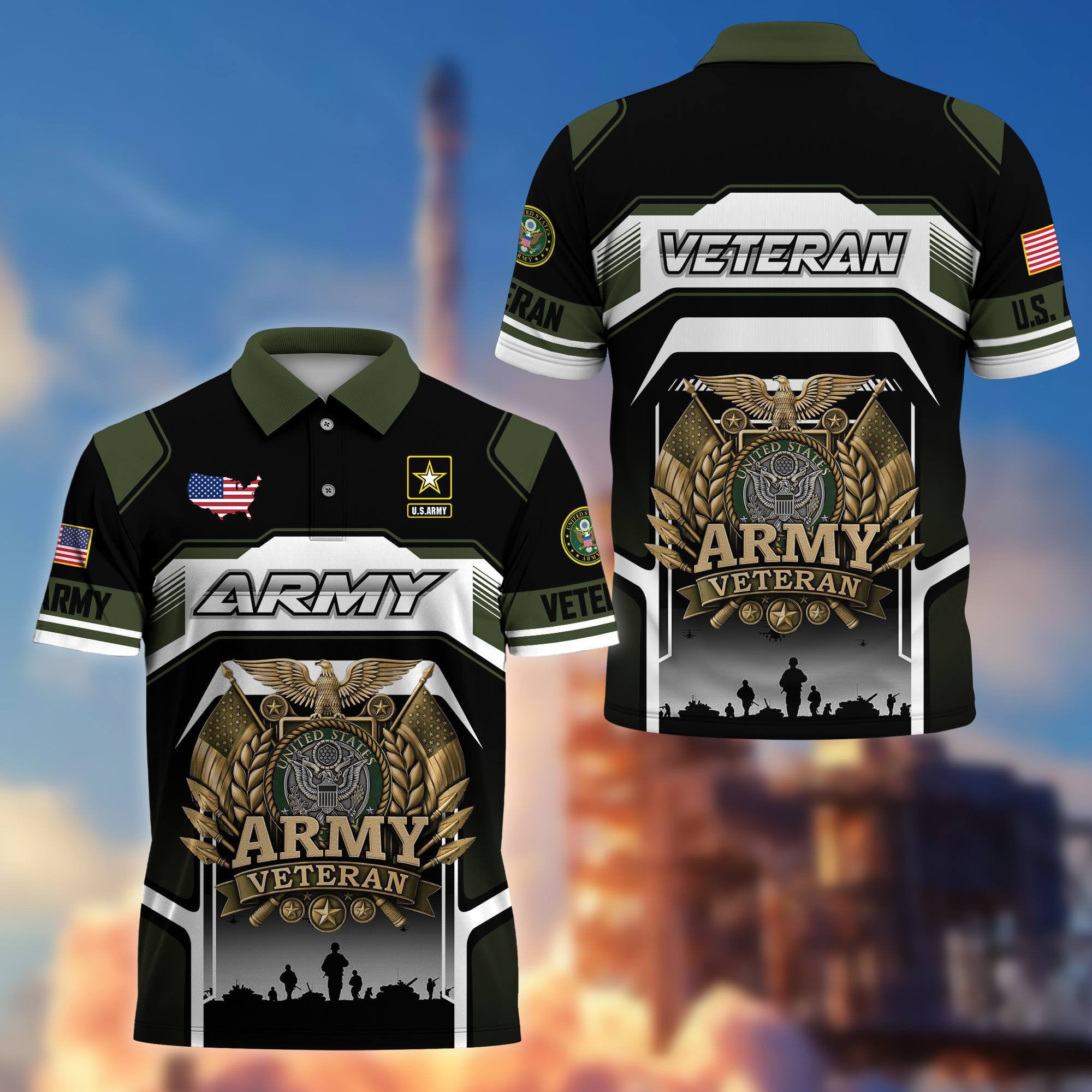 Premium US Veterans Polo Shirt, Gifts For US Veterans, Gifts On Father's Day, Veterans Day.