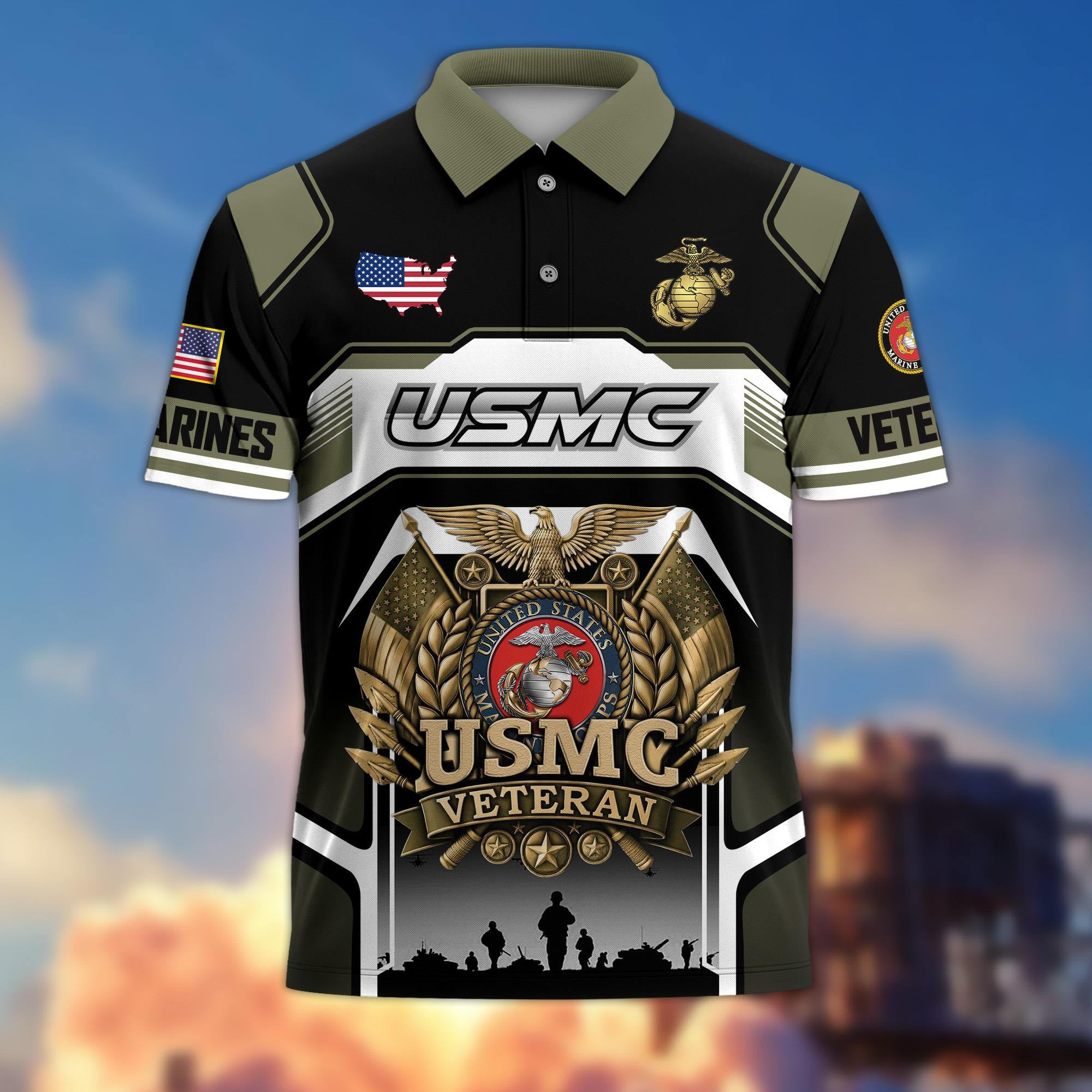 Premium US Veterans Polo Shirt, Gifts For US Veterans, Gifts On Father's Day, Veterans Day.