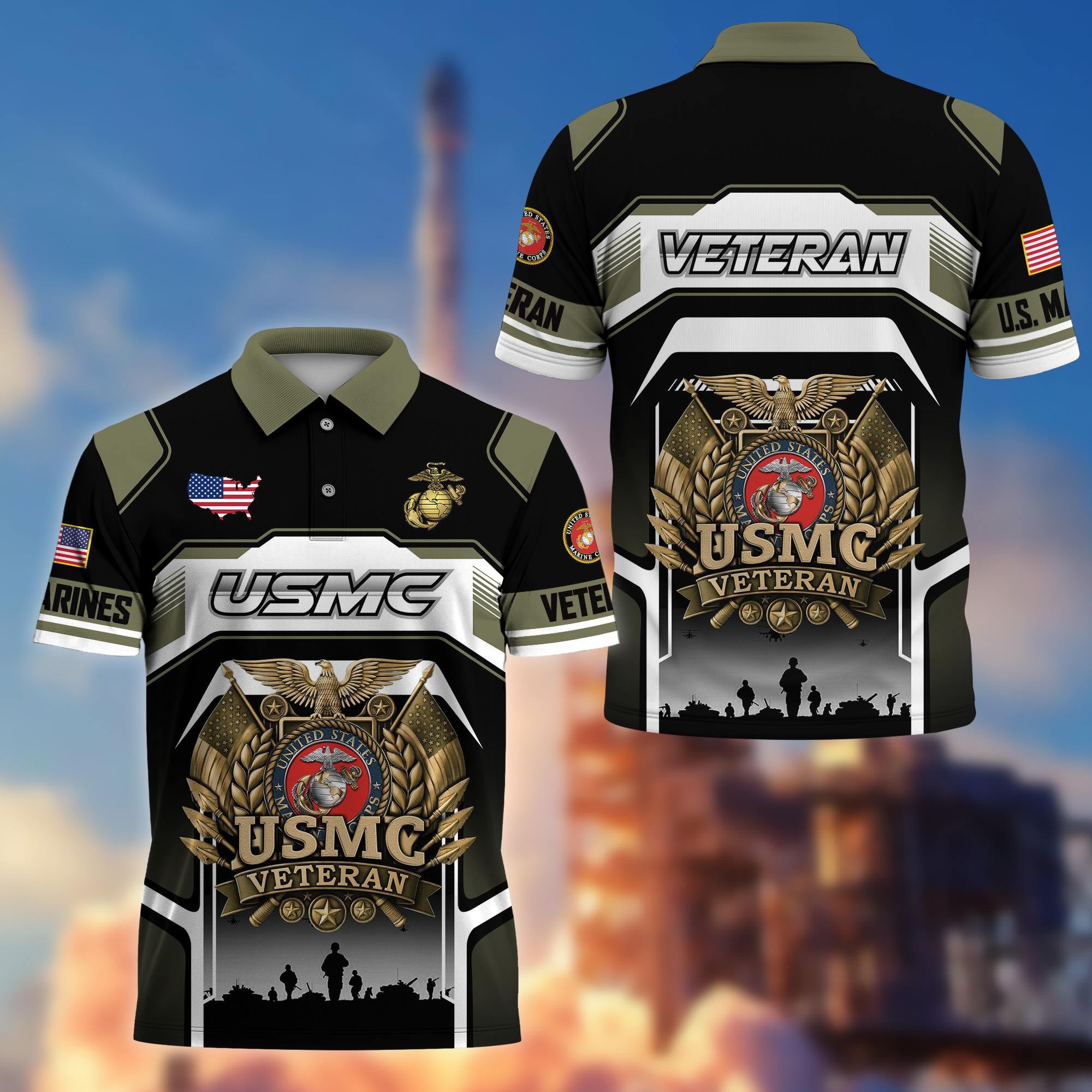 Premium US Veterans Polo Shirt, Gifts For US Veterans, Gifts On Father's Day, Veterans Day.