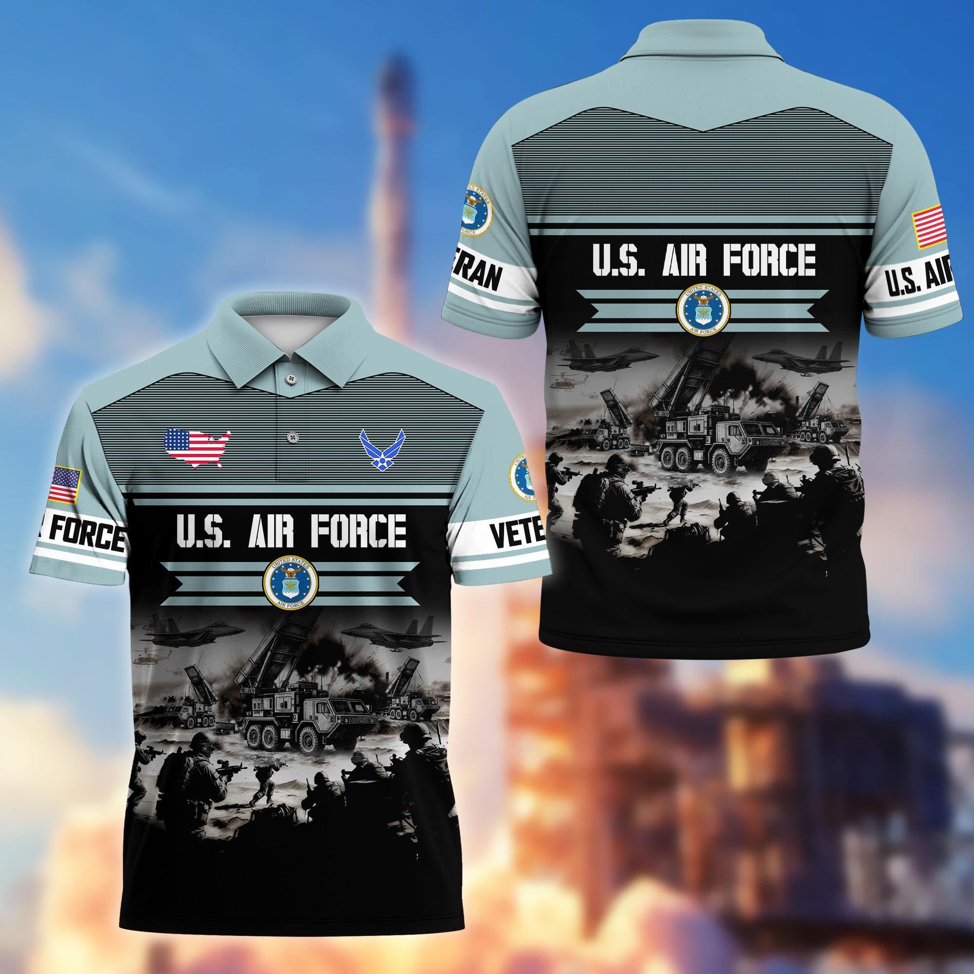 Premium US Veterans Polo Shirt, Gifts For US Veterans, Gifts On Father's Day, Veterans Day.