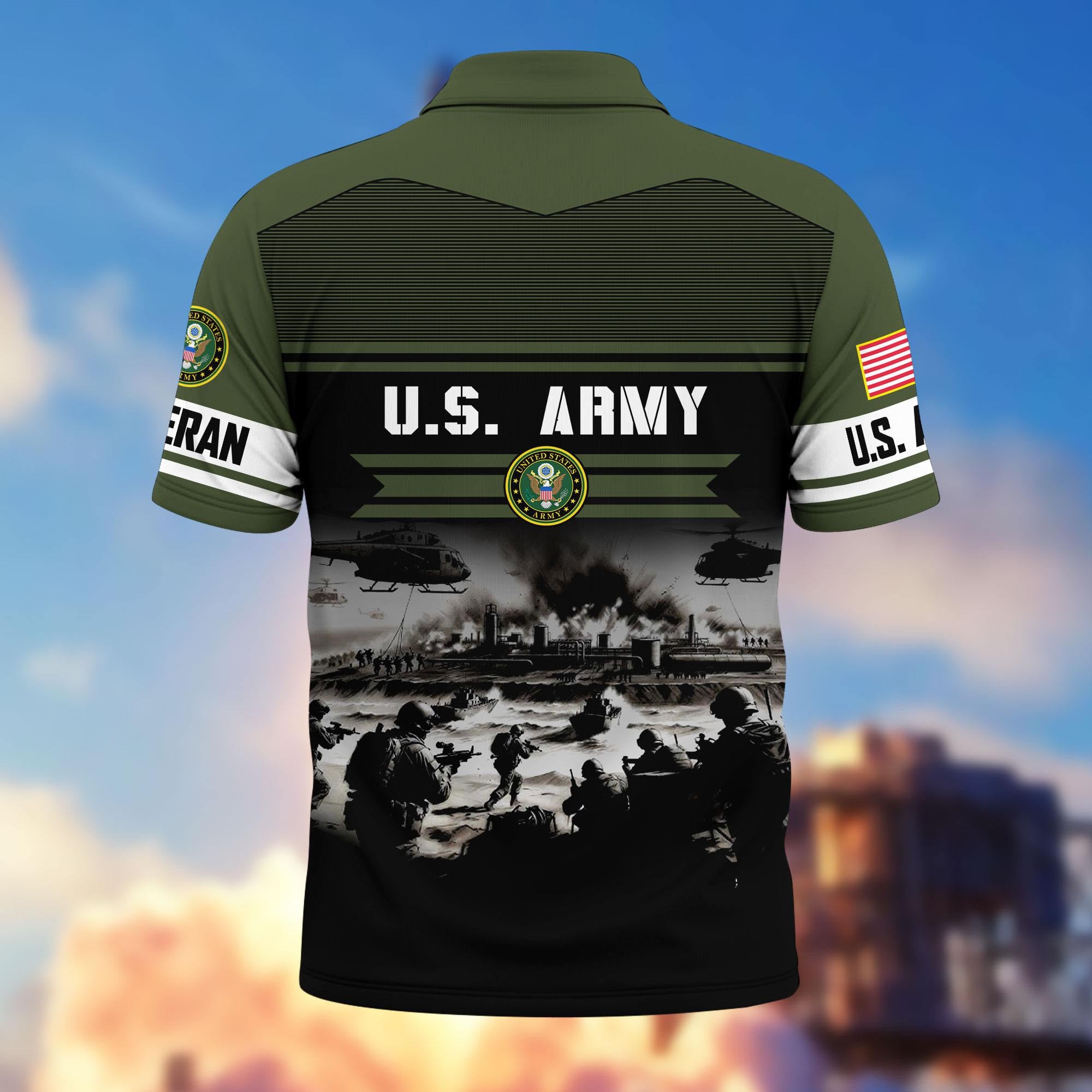 Premium US Veterans Polo Shirt, Gifts For US Veterans, Gifts On Father's Day, Veterans Day.