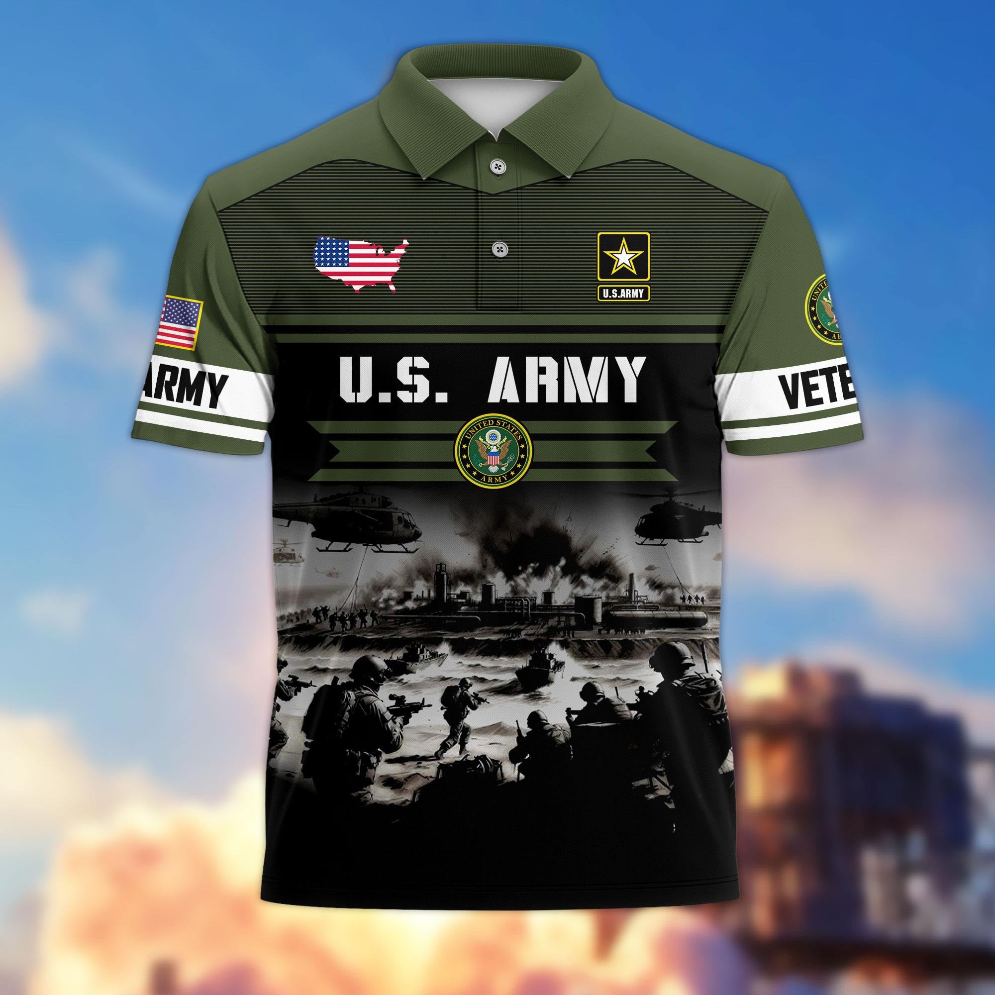 Premium US Veterans Polo Shirt, Gifts For US Veterans, Gifts On Father's Day, Veterans Day.