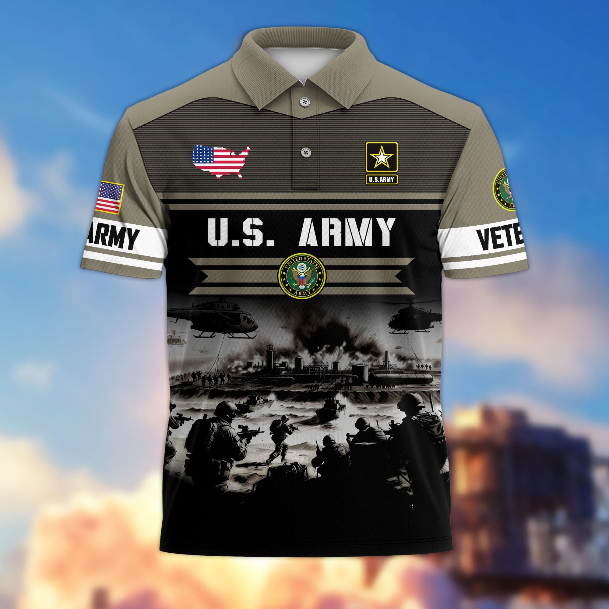 Premium US Veterans Polo Shirt, Gifts For US Veterans, Gifts On Father's Day, Veterans Day.