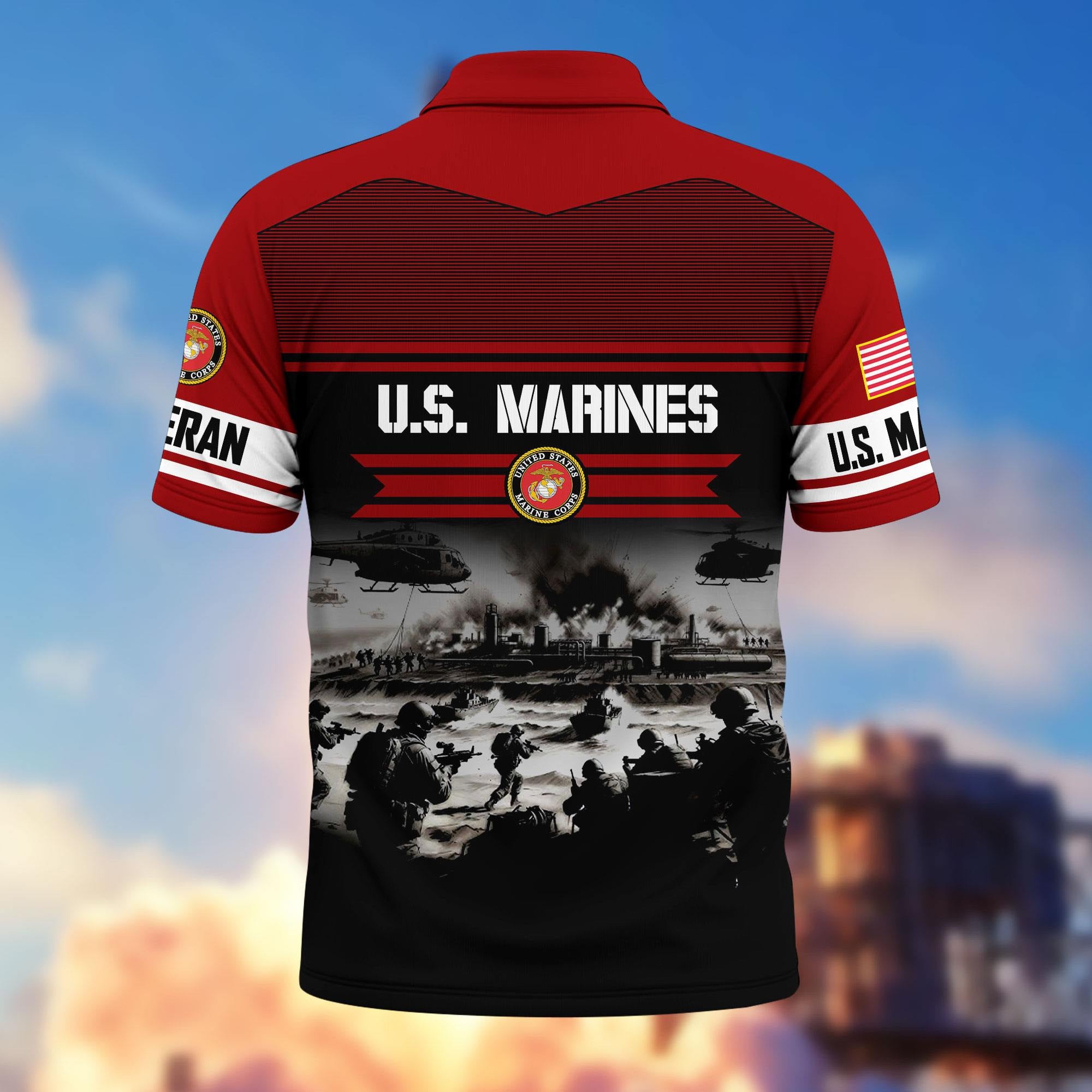 Premium US Veterans Polo Shirt, Gifts For US Veterans, Gifts On Father's Day, Veterans Day.