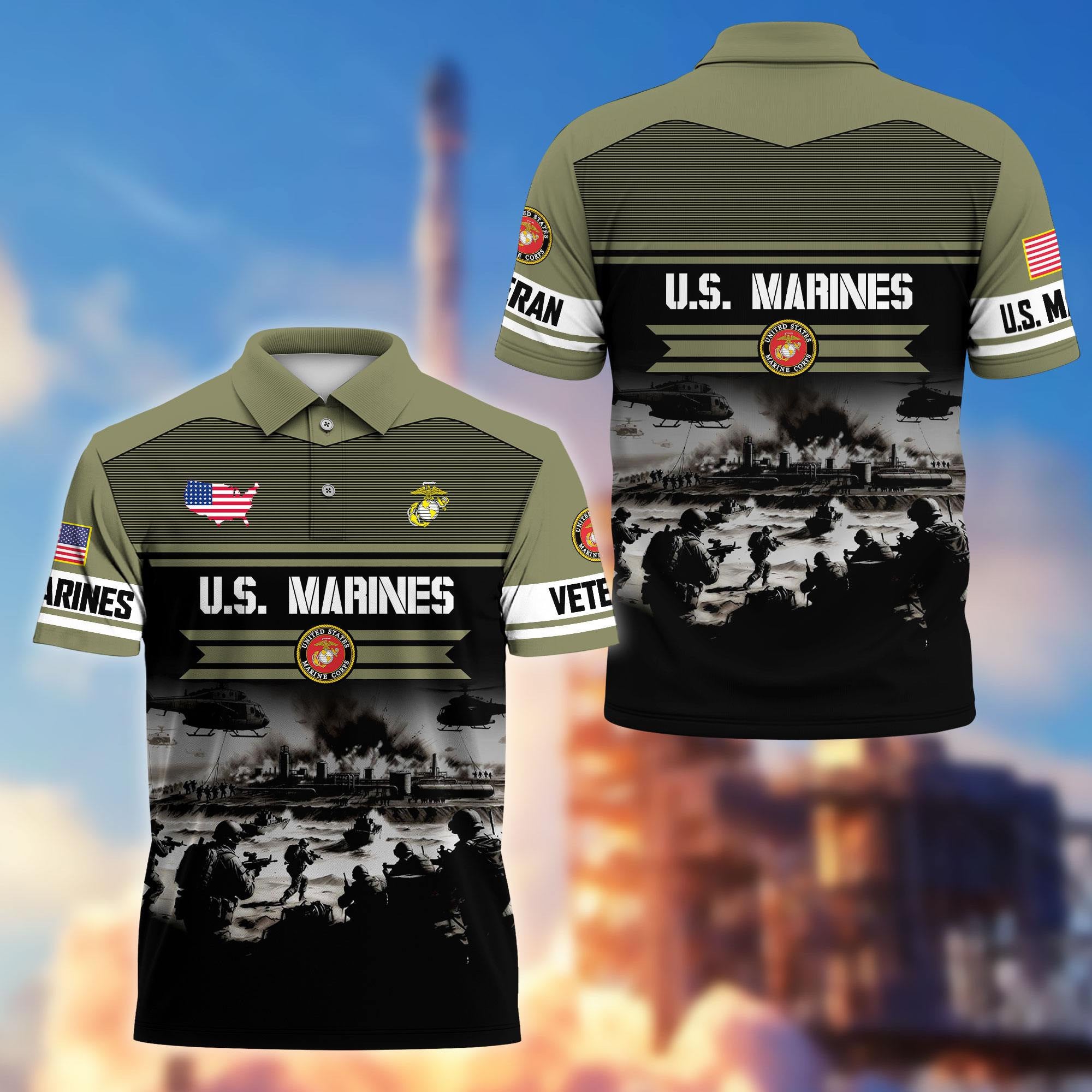 Premium US Veterans Polo Shirt, Gifts For US Veterans, Gifts On Father's Day, Veterans Day.