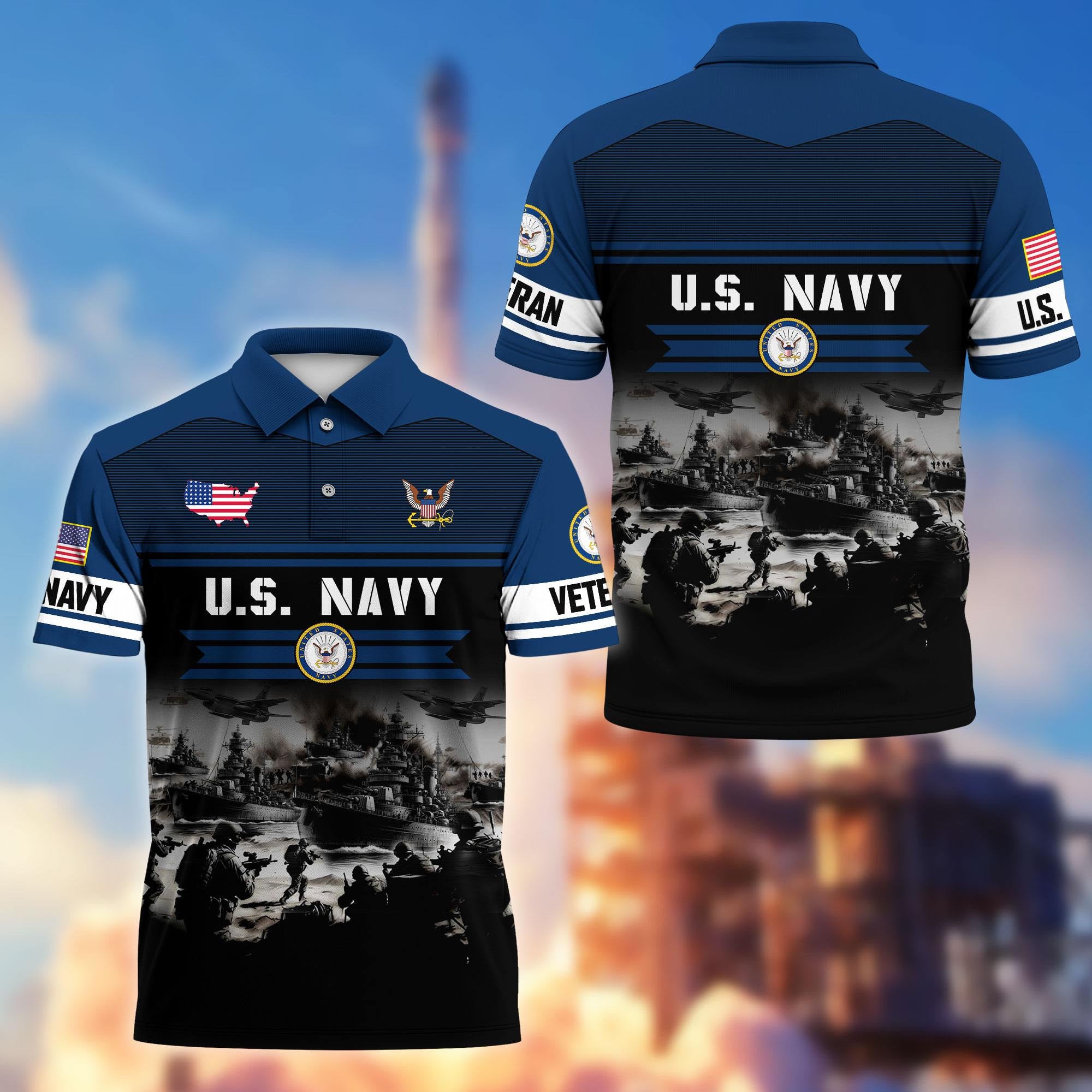 Premium US Veterans Polo Shirt, Gifts For US Veterans, Gifts On Father's Day, Veterans Day.