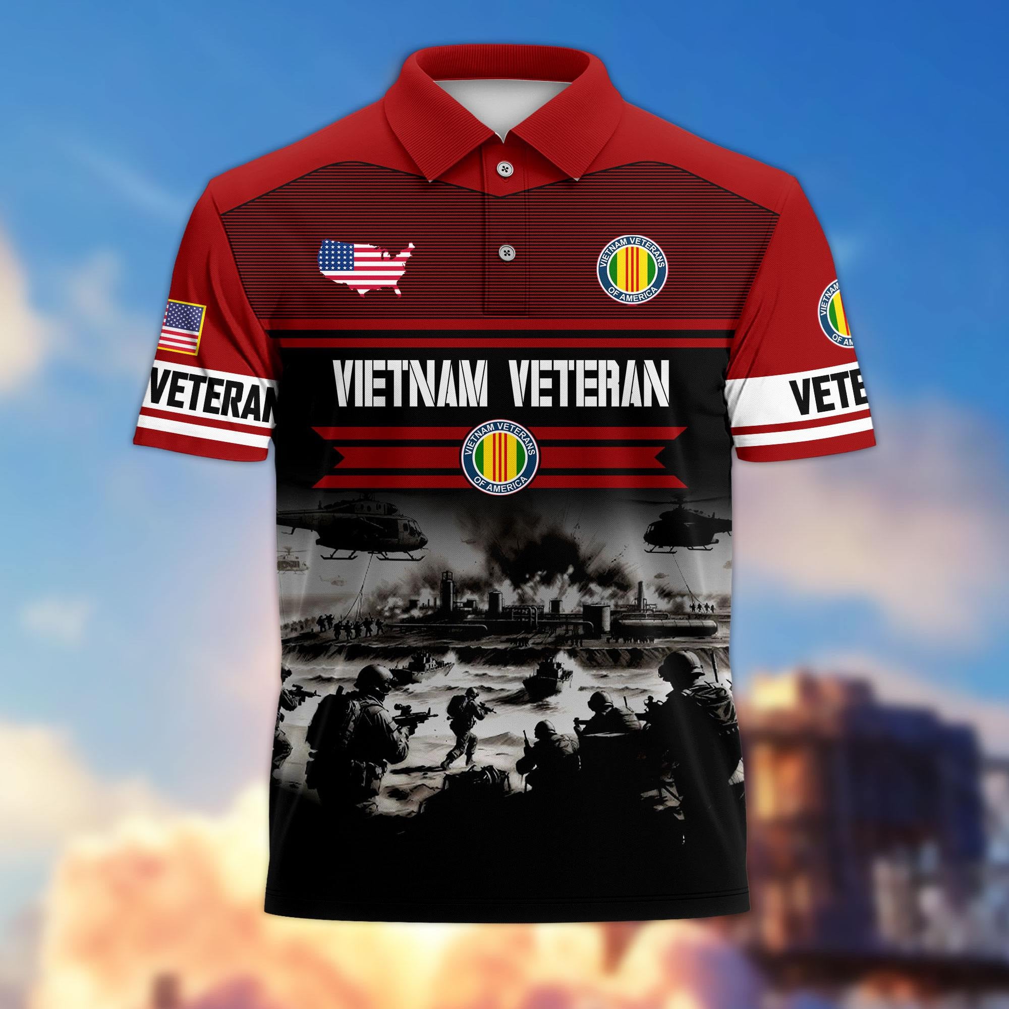 Premium US Veterans Polo Shirt, Gifts For US Veterans, Gifts On Father's Day, Veterans Day.