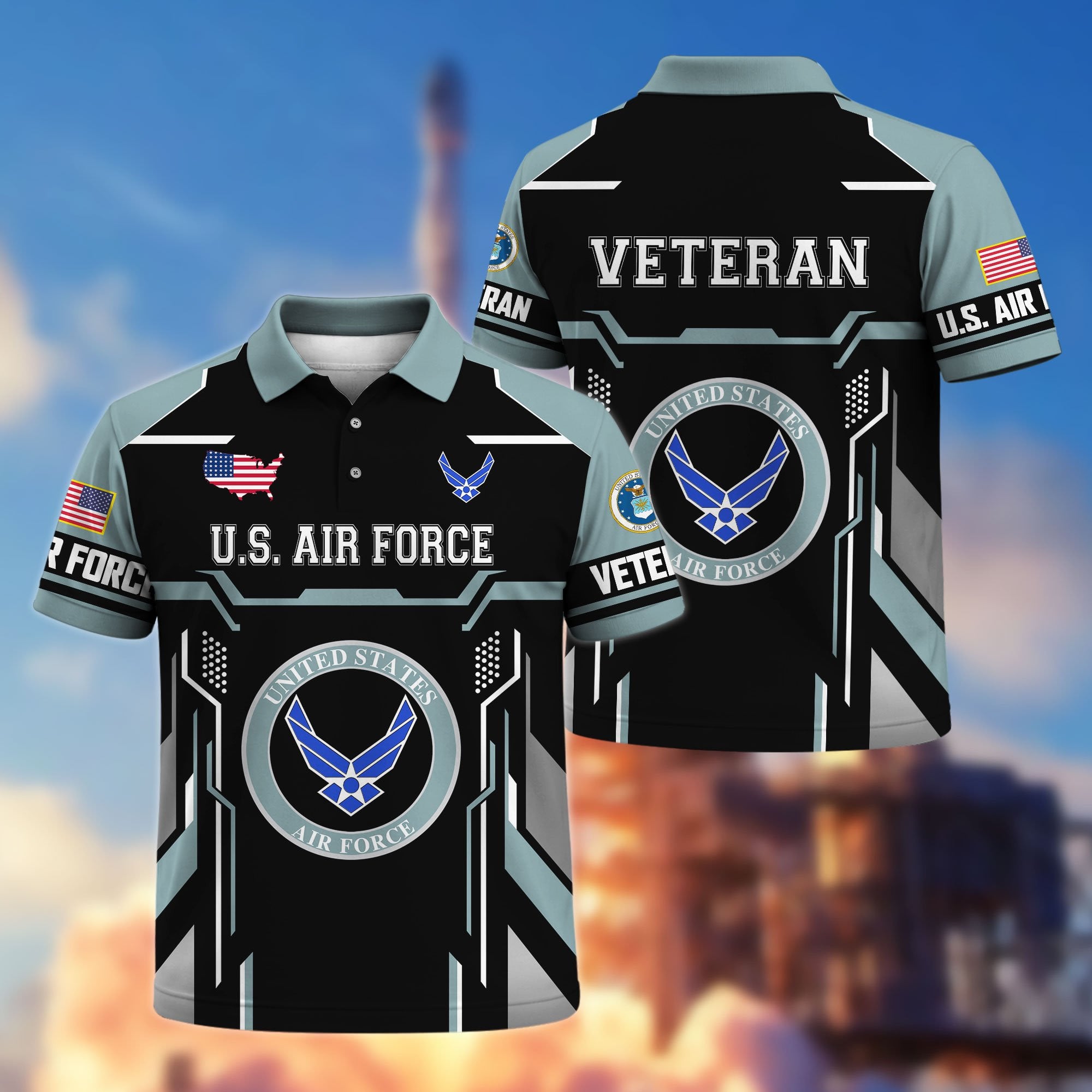 Premium US Veterans Polo Shirt, Gifts For US Veterans, Gifts On Father's Day, Veterans Day.