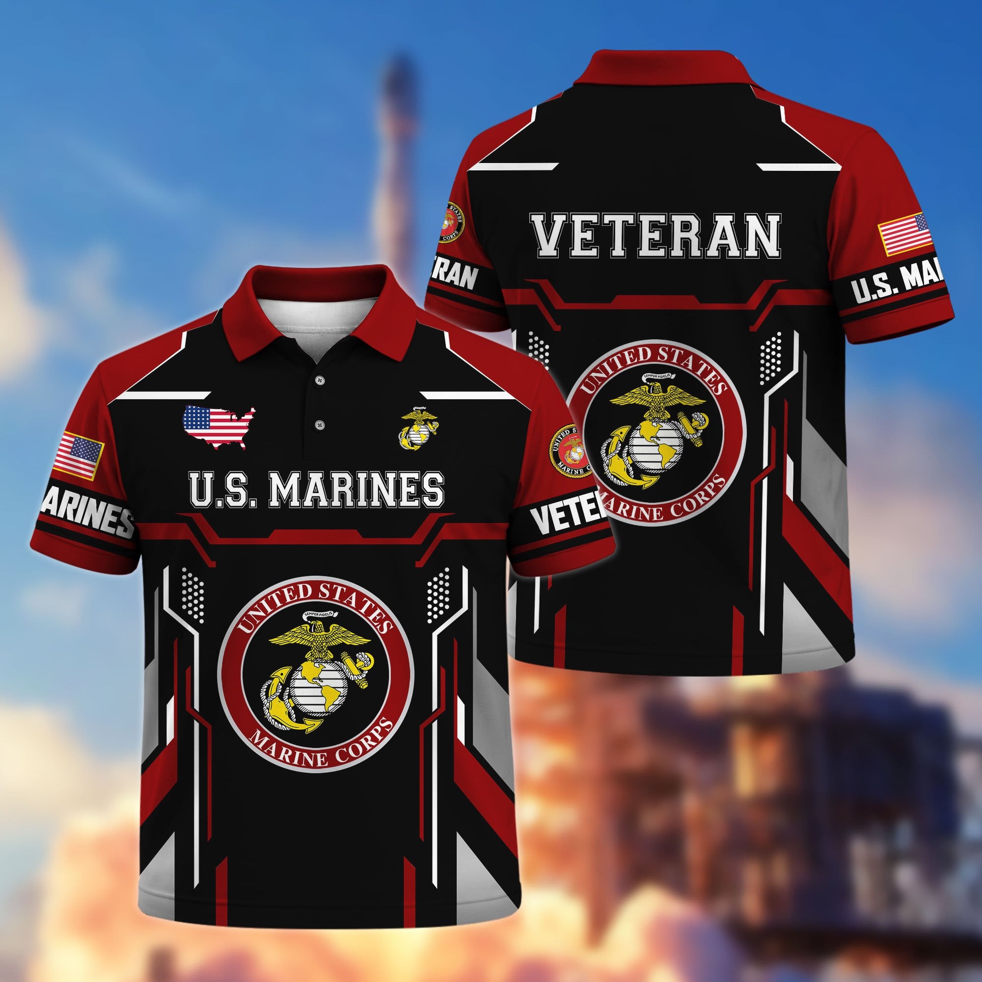 Premium US Veterans Polo Shirt, Gifts For US Veterans, Gifts On Father's Day, Veterans Day.