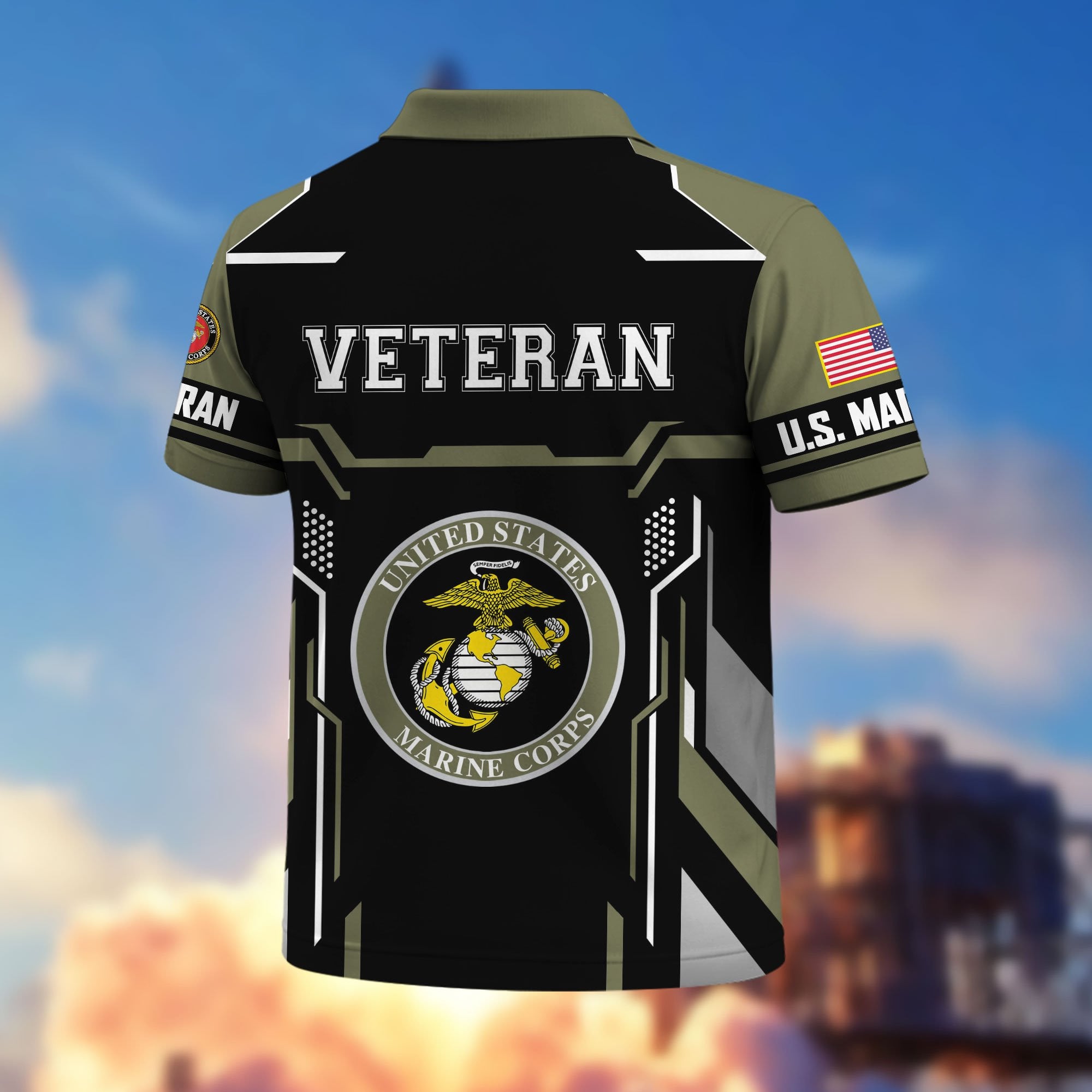 Premium US Veterans Polo Shirt, Gifts For US Veterans, Gifts On Father's Day, Veterans Day.
