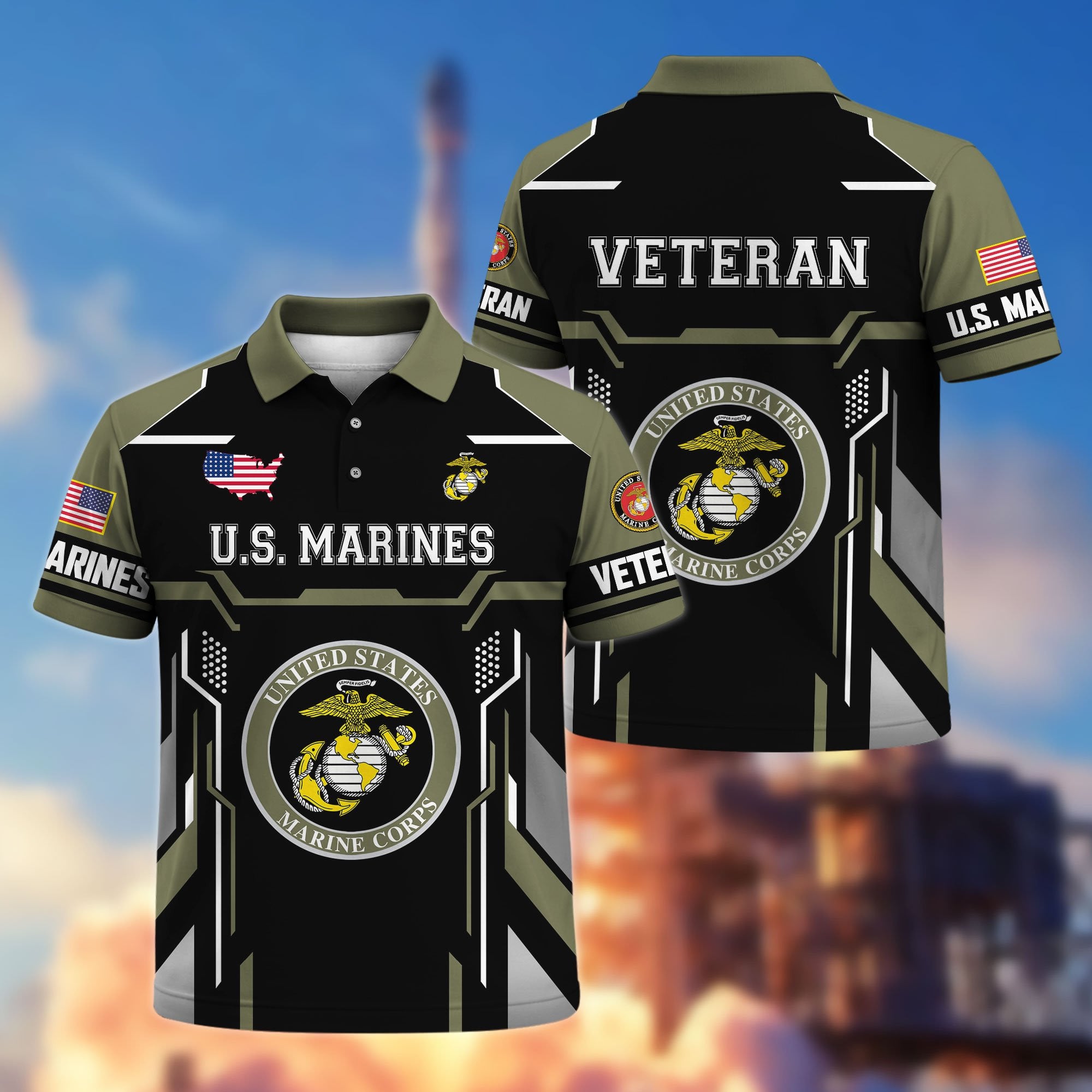 Premium US Veterans Polo Shirt, Gifts For US Veterans, Gifts On Father's Day, Veterans Day.