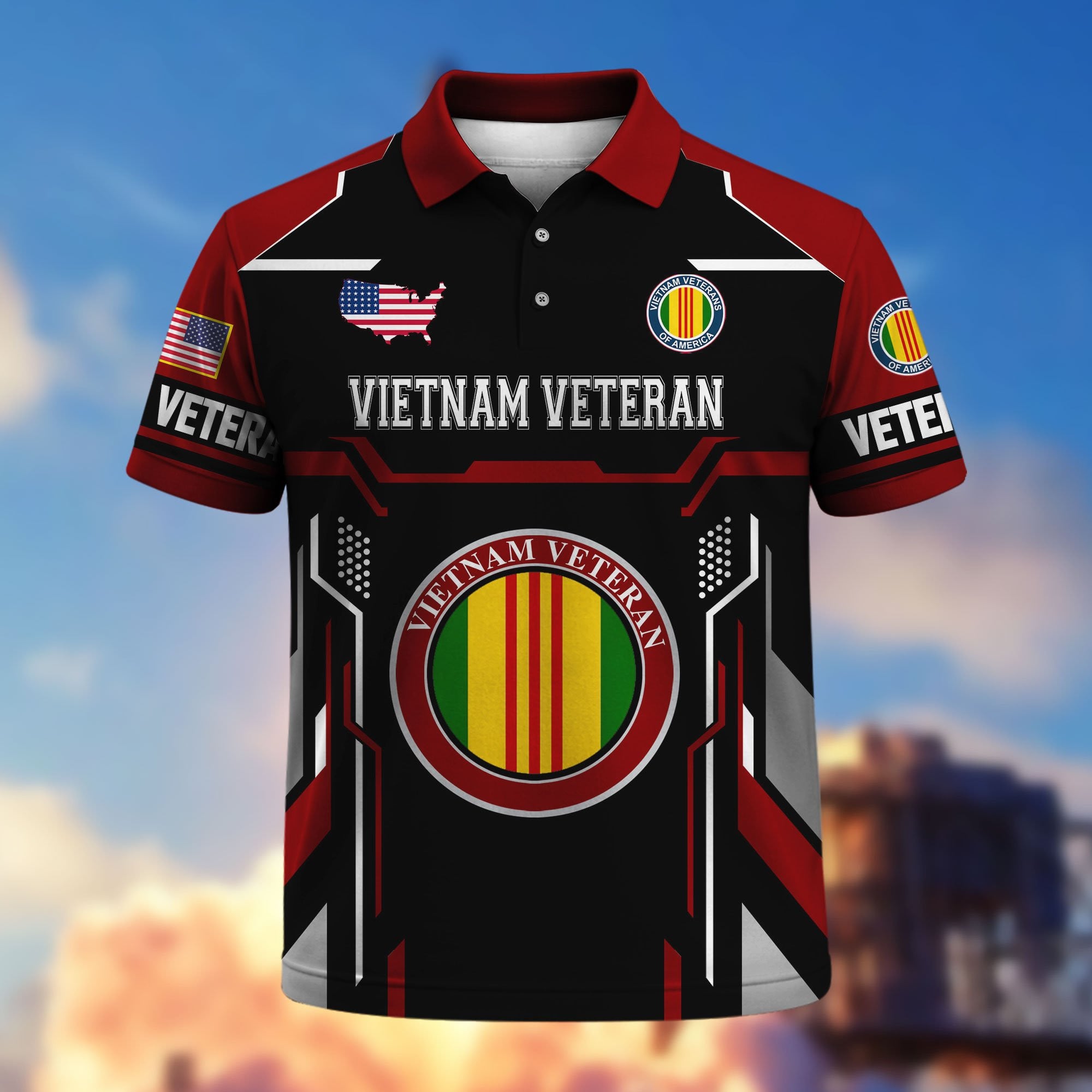 Premium US Veterans Polo Shirt, Gifts For US Veterans, Gifts On Father's Day, Veterans Day.