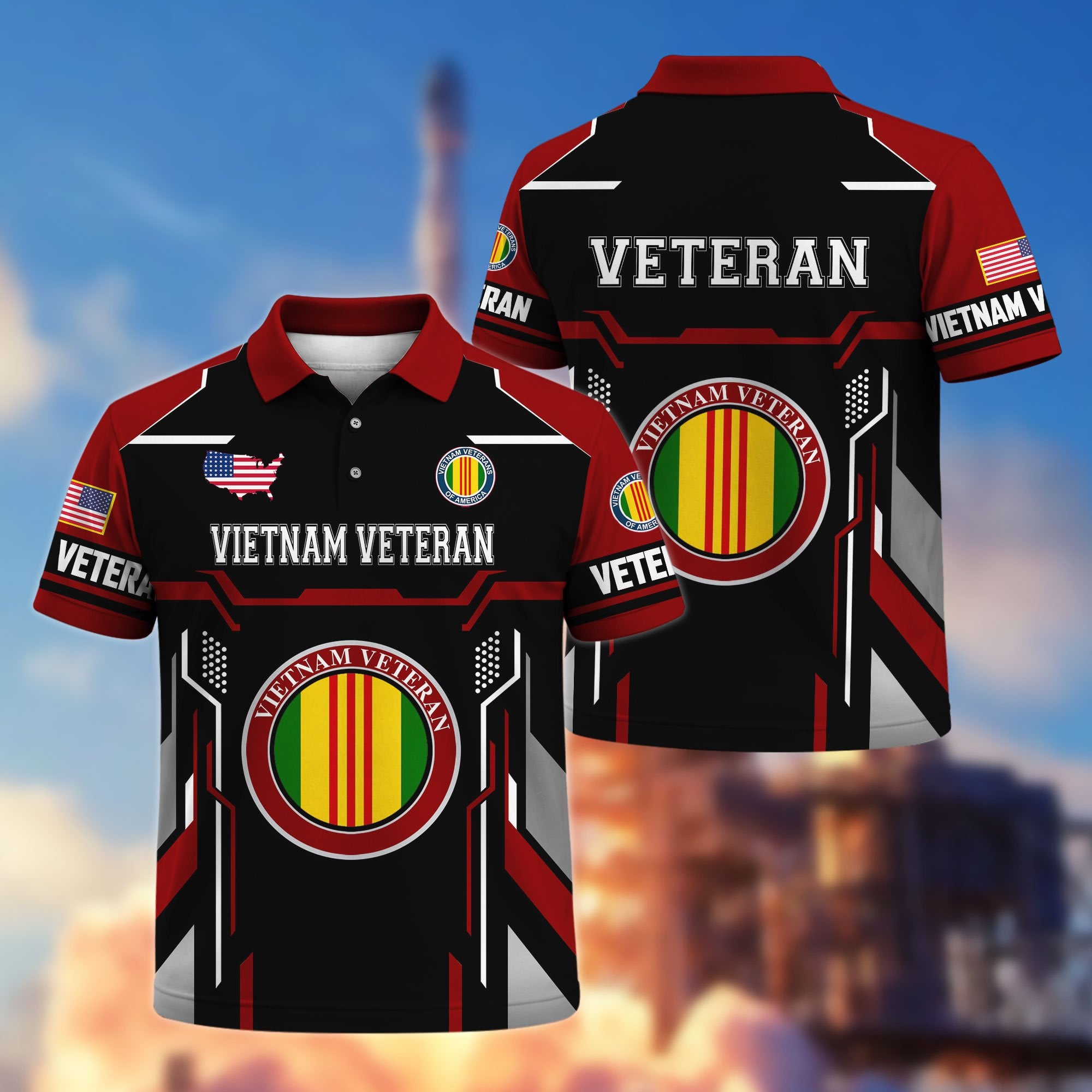 Premium US Veterans Polo Shirt, Gifts For US Veterans, Gifts On Father's Day, Veterans Day.