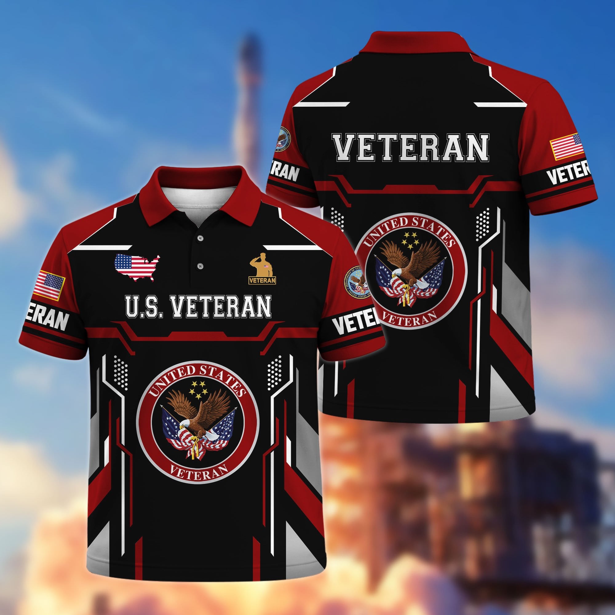 Premium US Veterans Polo Shirt, Gifts For US Veterans, Gifts On Father's Day, Veterans Day.