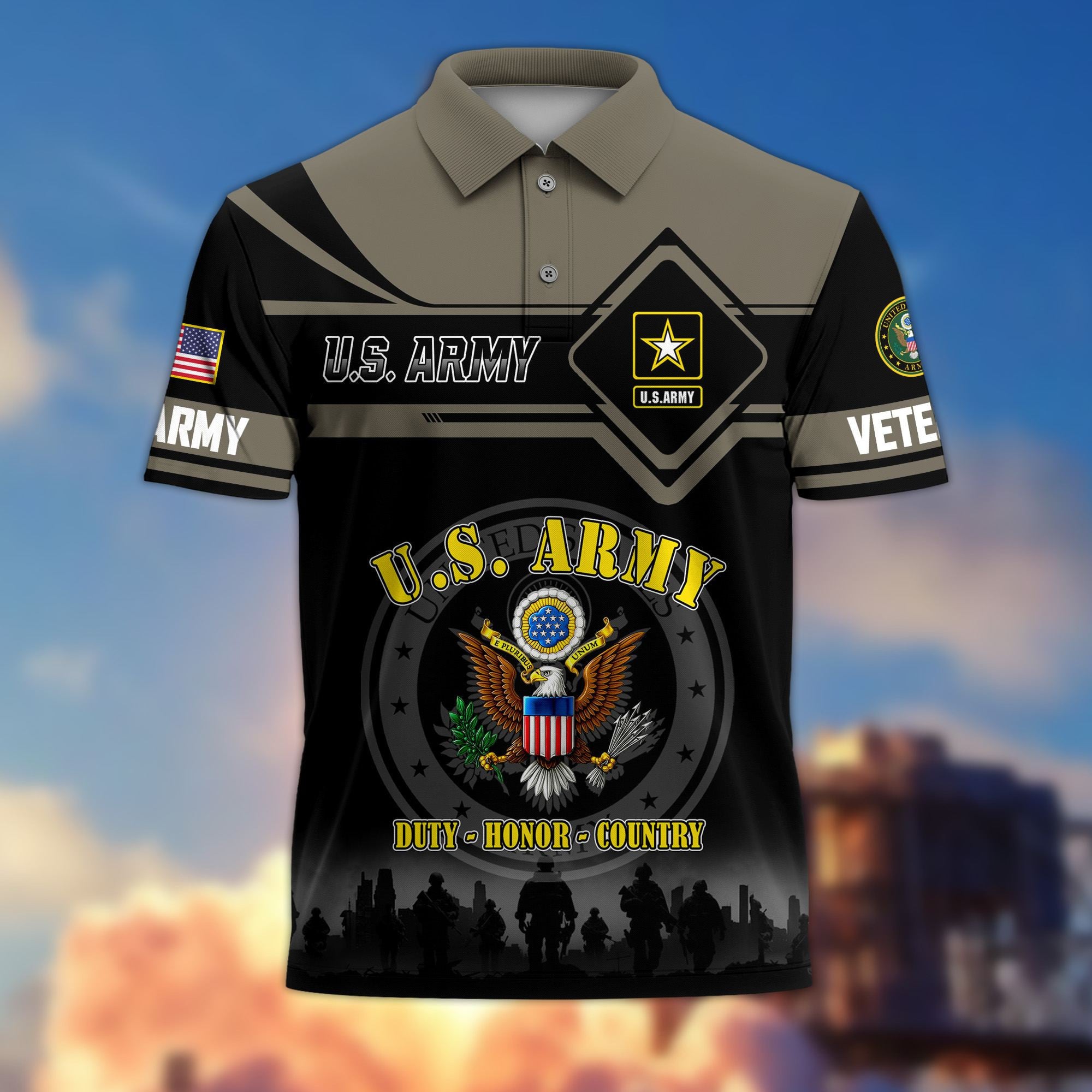 Premium US Veterans Polo Shirt, Gifts For US Veterans, Gifts On Father's Day, Veterans Day.