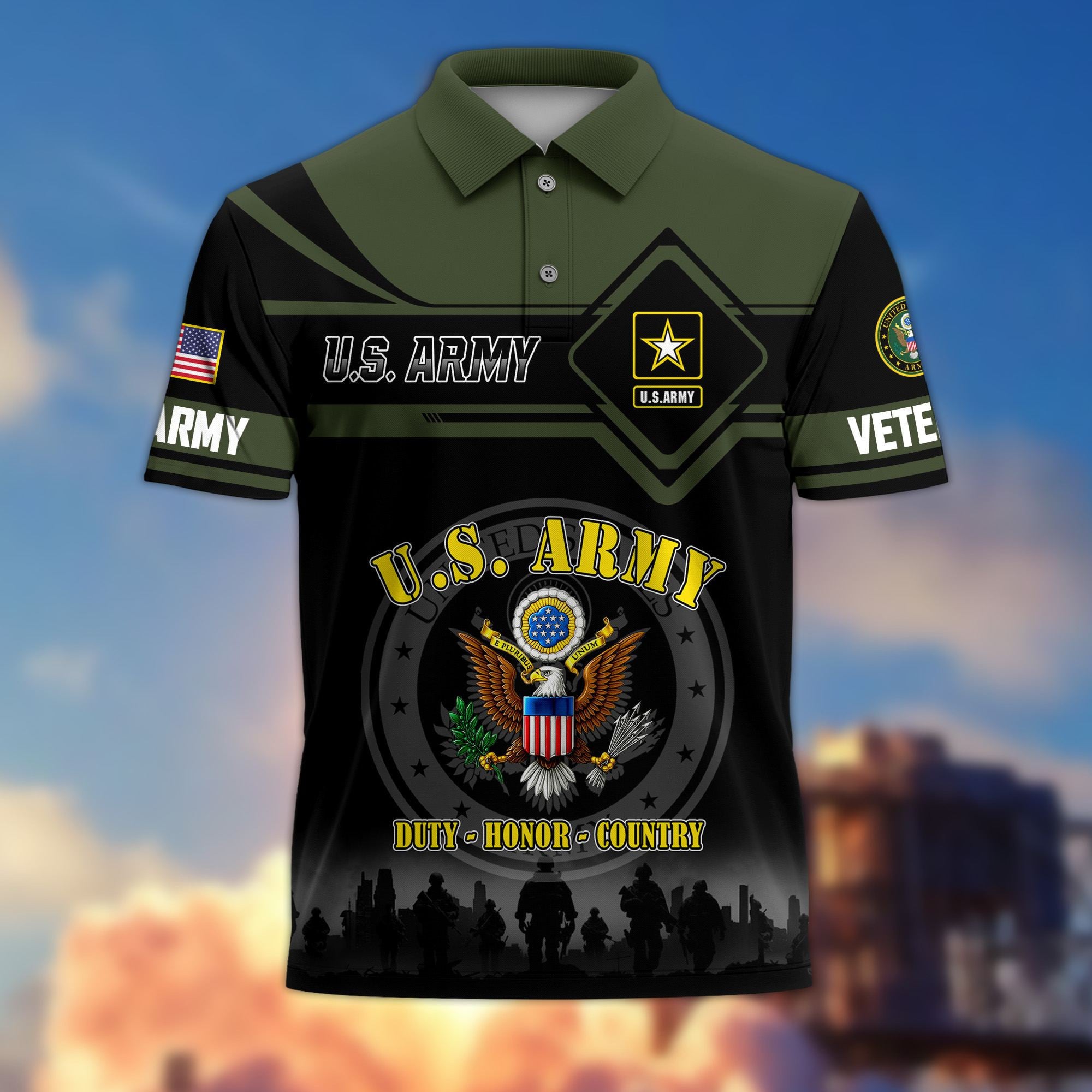 Premium US Veterans Polo Shirt, Gifts For US Veterans, Gifts On Father's Day, Veterans Day.