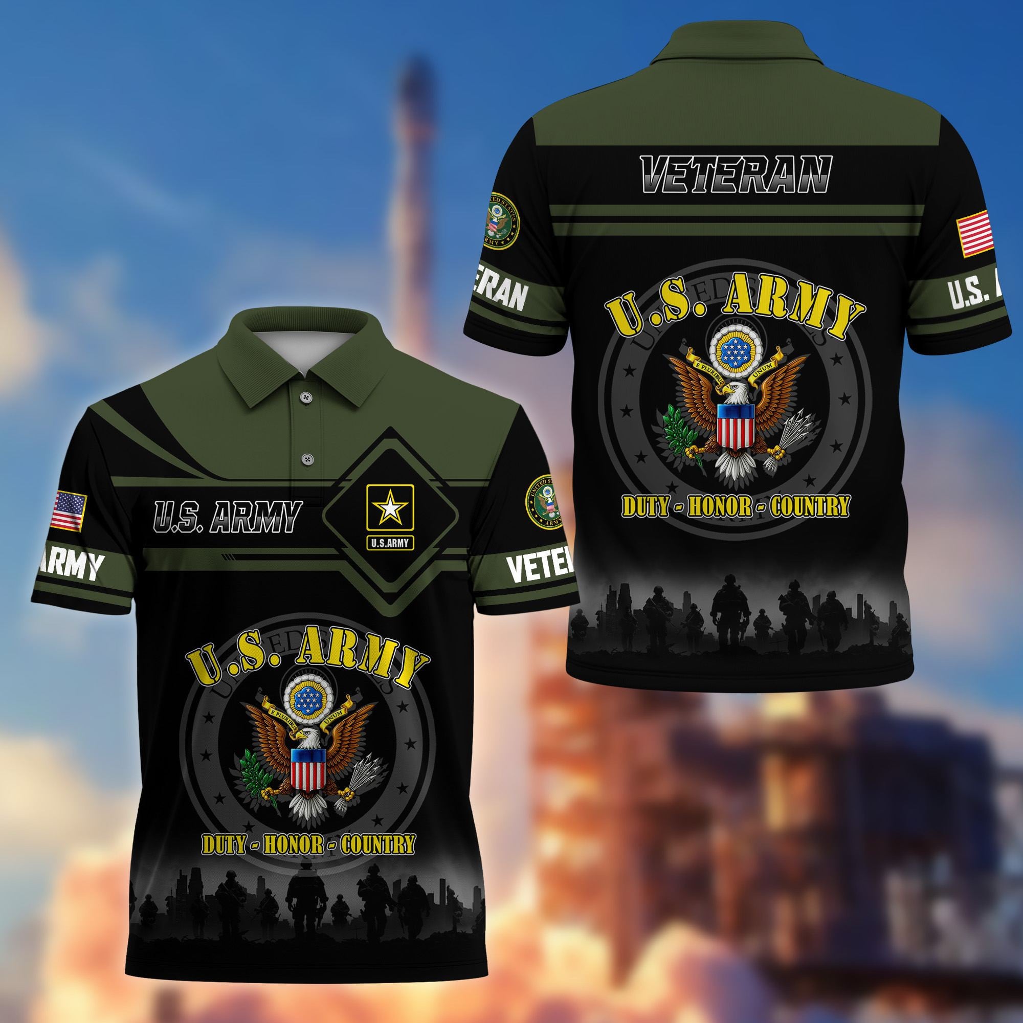 Premium US Veterans Polo Shirt, Gifts For US Veterans, Gifts On Father's Day, Veterans Day.