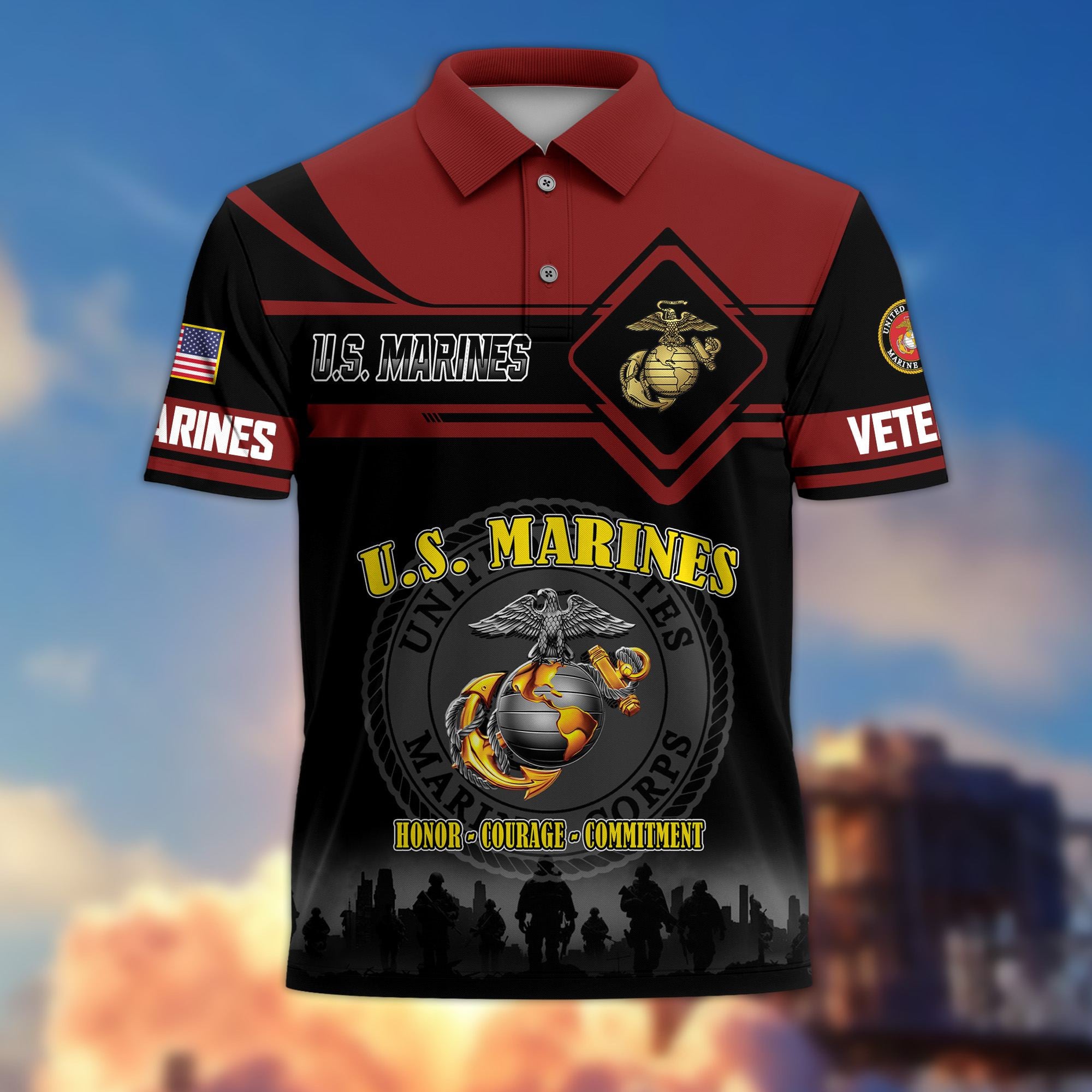 Premium US Veterans Polo Shirt, Gifts For US Veterans, Gifts On Father's Day, Veterans Day.