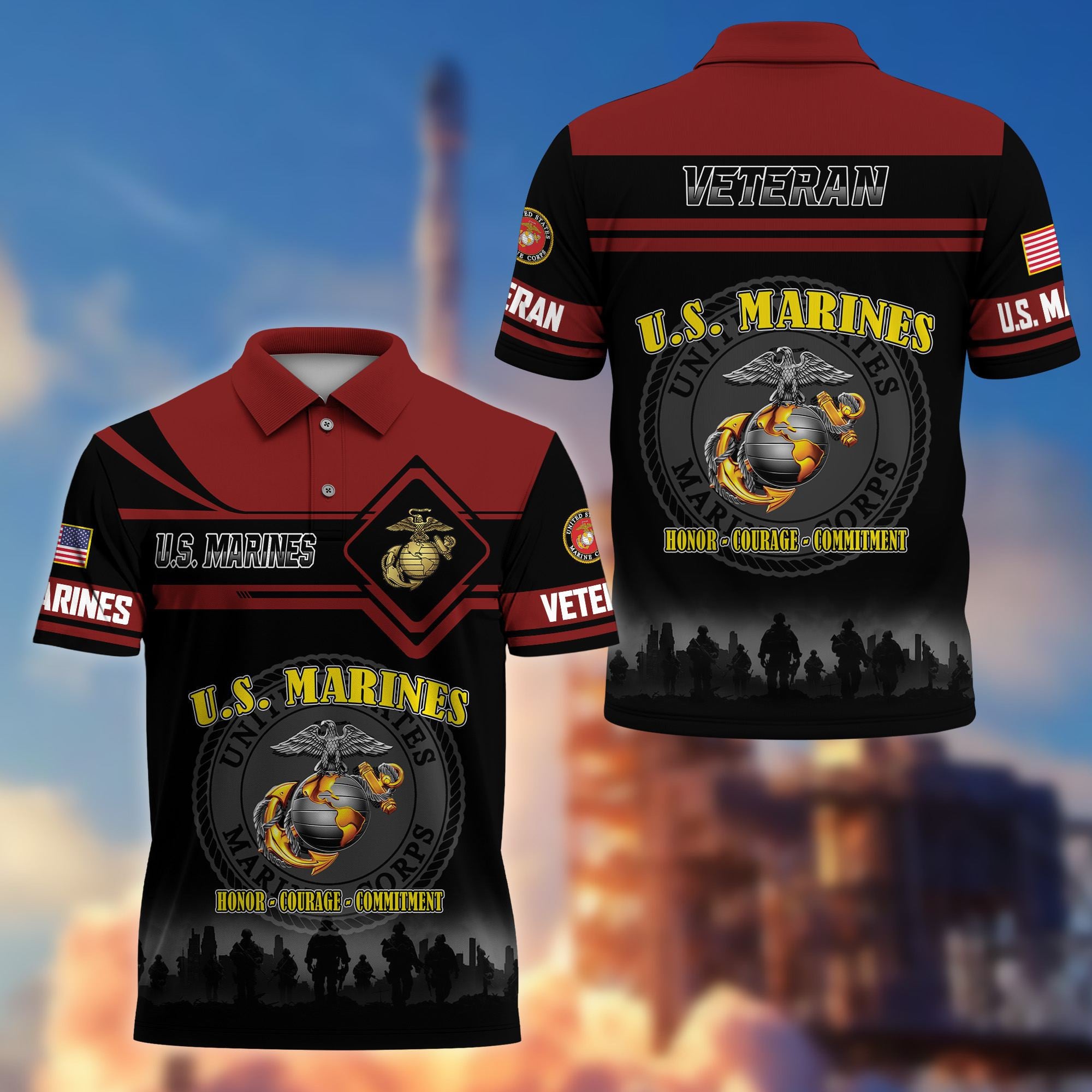 Premium US Veterans Polo Shirt, Gifts For US Veterans, Gifts On Father's Day, Veterans Day.
