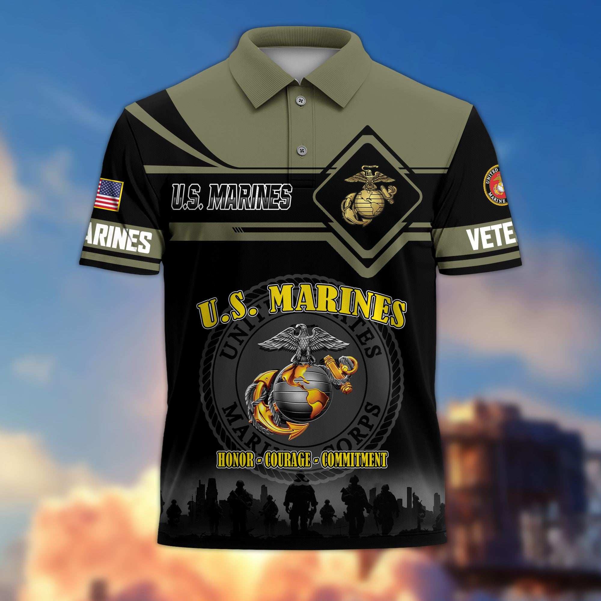 Premium US Veterans Polo Shirt, Gifts For US Veterans, Gifts On Father's Day, Veterans Day.