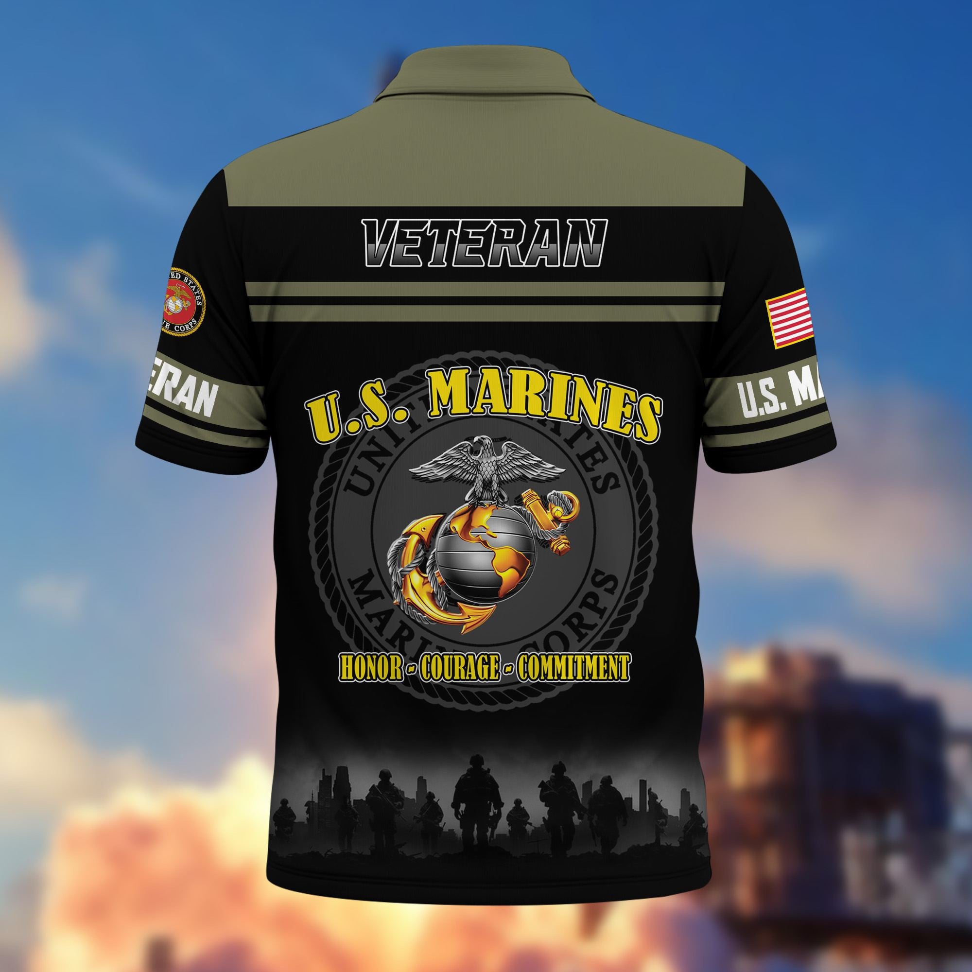 Premium US Veterans Polo Shirt, Gifts For US Veterans, Gifts On Father's Day, Veterans Day.