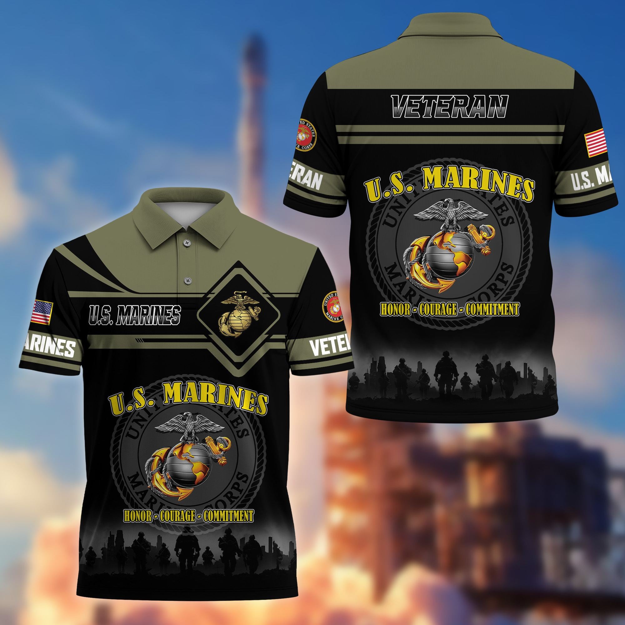 Premium US Veterans Polo Shirt, Gifts For US Veterans, Gifts On Father's Day, Veterans Day.