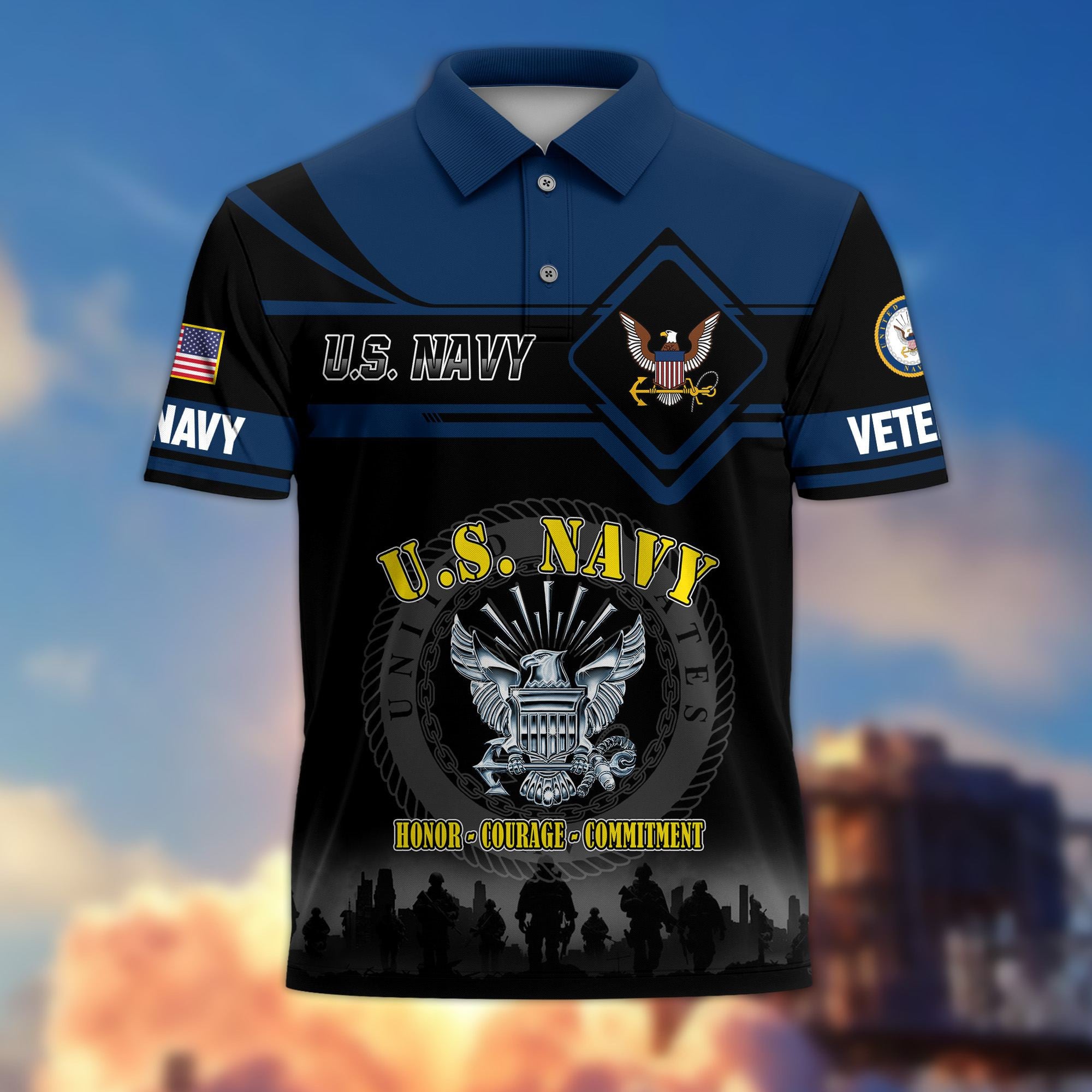 Premium US Veterans Polo Shirt, Gifts For US Veterans, Gifts On Father's Day, Veterans Day.