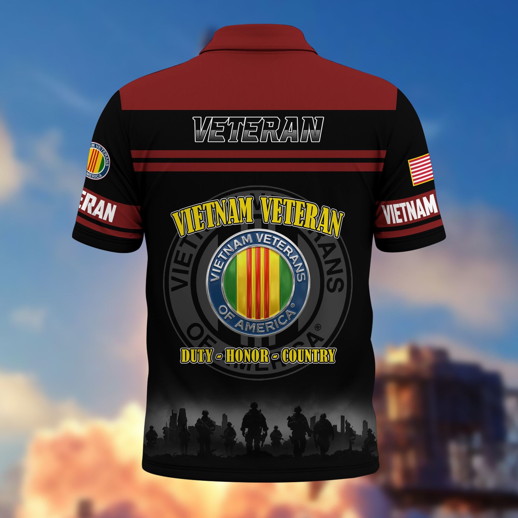 Premium US Veterans Polo Shirt, Gifts For US Veterans, Gifts On Father's Day, Veterans Day.