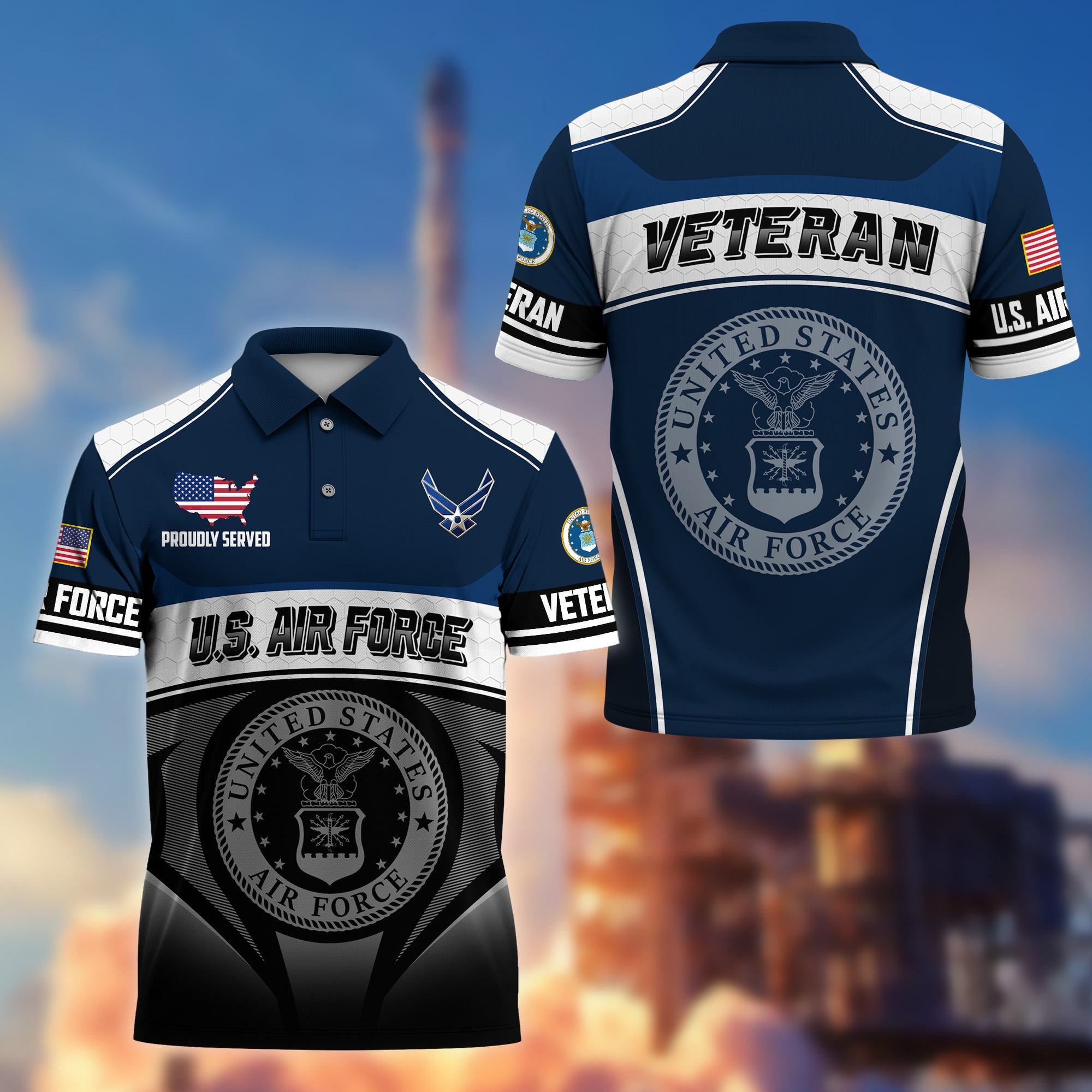 Premium US Veterans Polo Shirt, Gifts For US Veterans, Gifts On Father's Day, Veterans Day.