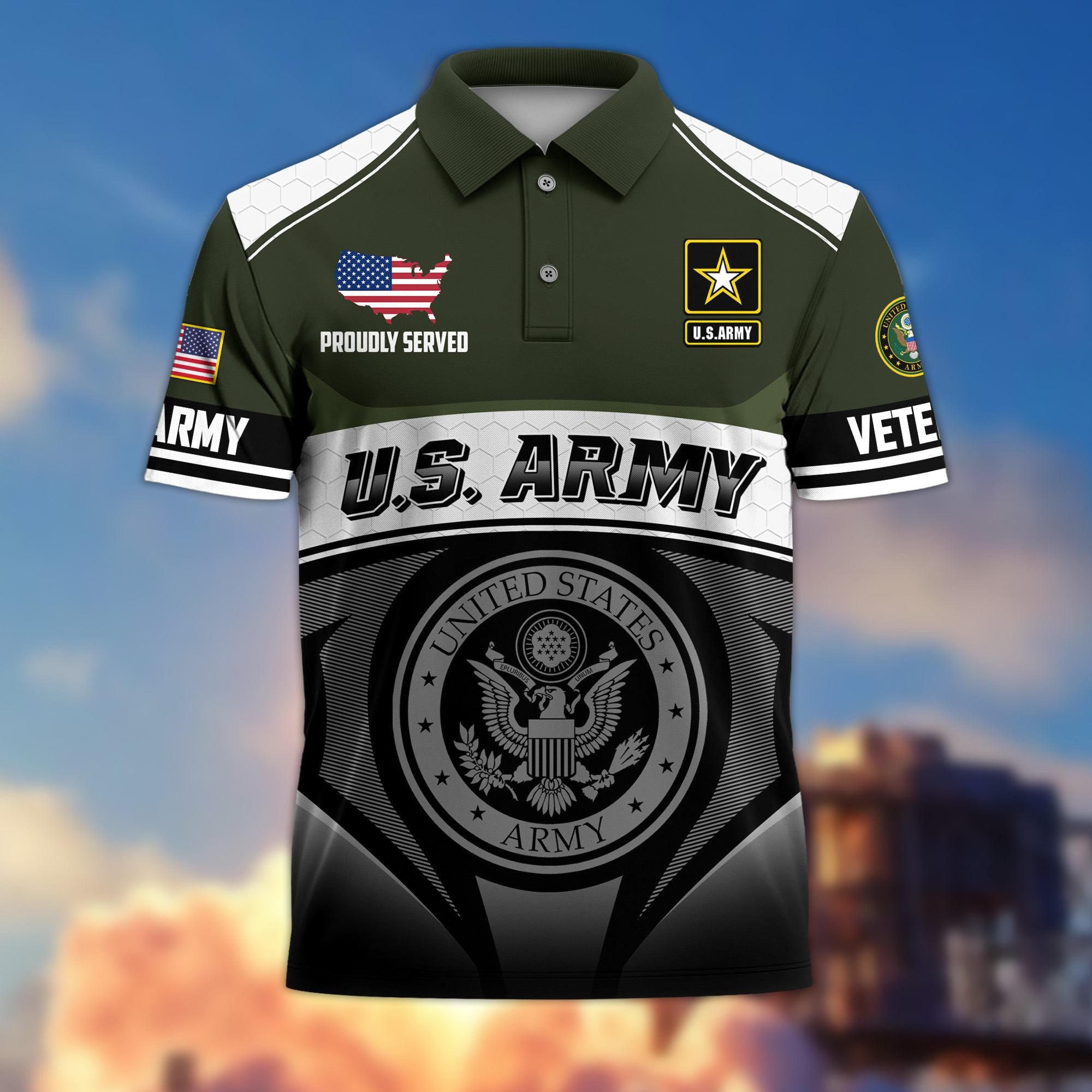 Premium US Veterans Polo Shirt, Gifts For US Veterans, Gifts On Father's Day, Veterans Day.
