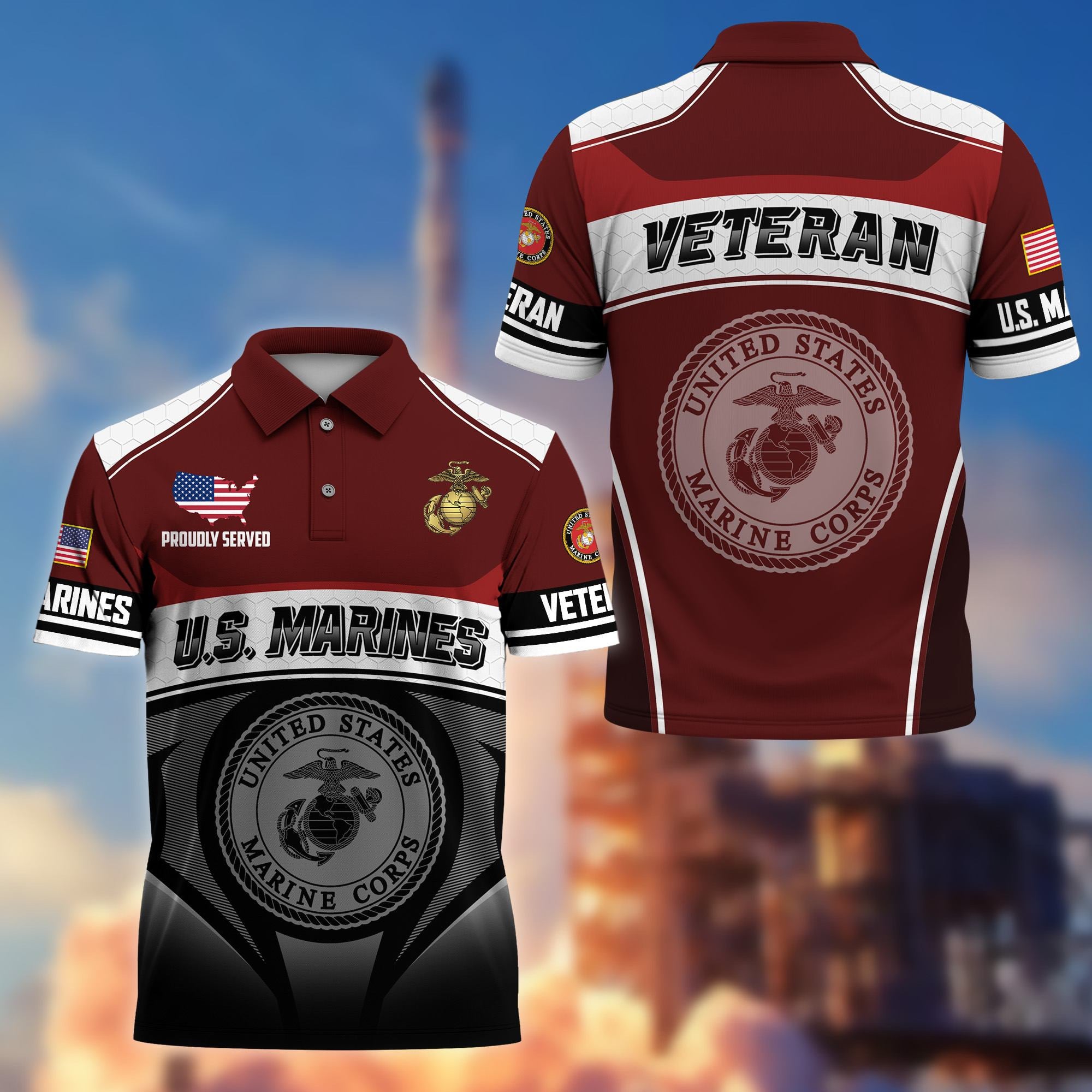 Premium US Veterans Polo Shirt, Gifts For US Veterans, Gifts On Father's Day, Veterans Day.