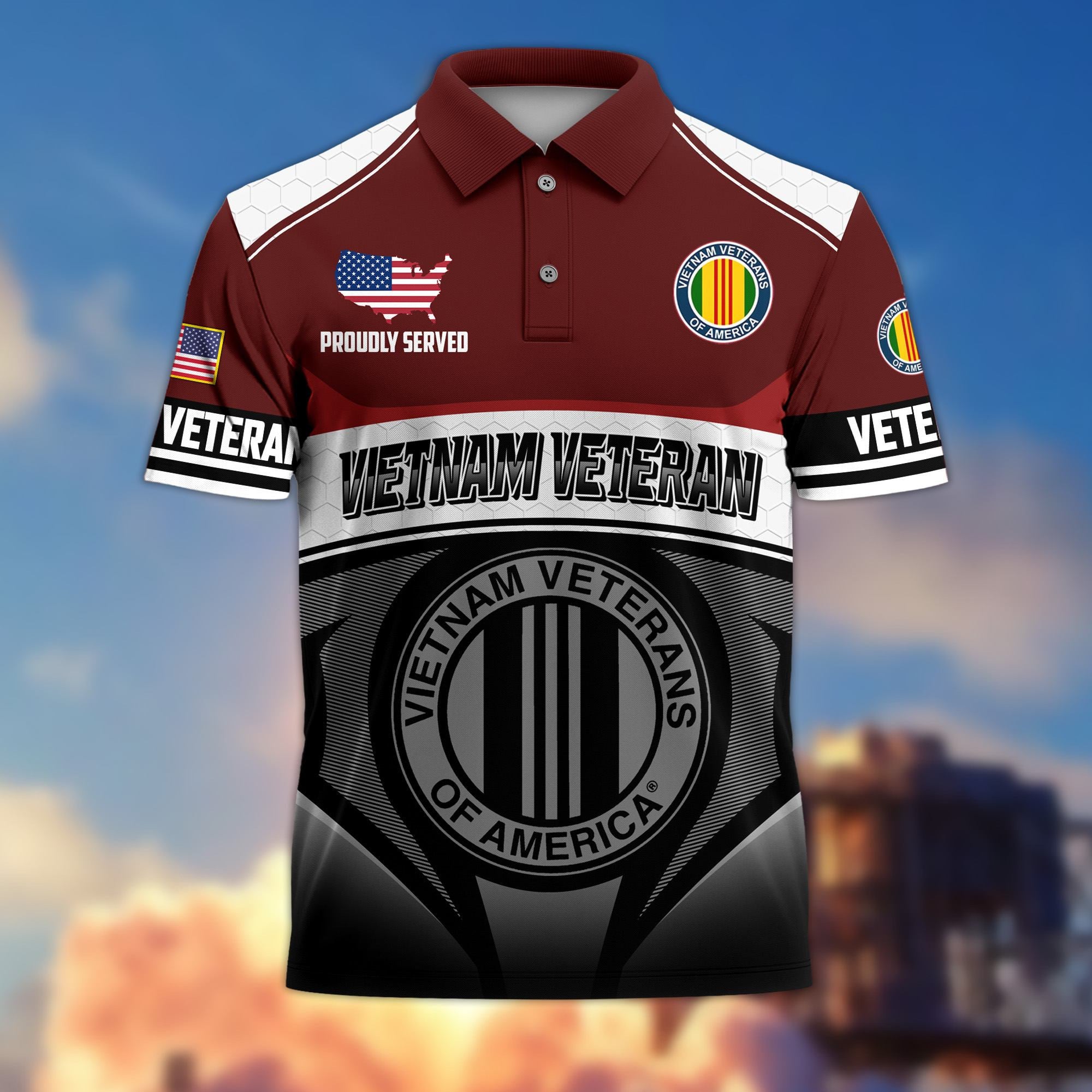 Premium US Veterans Polo Shirt, Gifts For US Veterans, Gifts On Father's Day, Veterans Day.