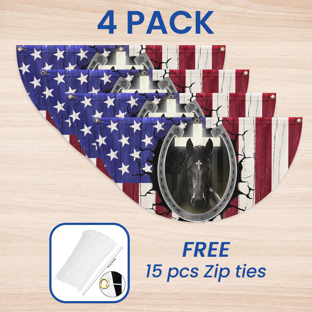 Flagwix American Flag - Happy 4th of july, Christian Patriotic Horse American Non-Pleated Fan Flag
