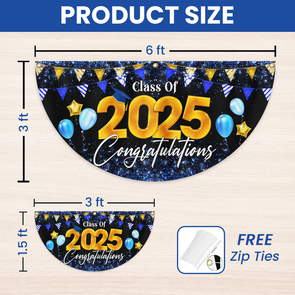 Graduation 2025 Senior Class Of 2025 Non-Pleated Fan Flag