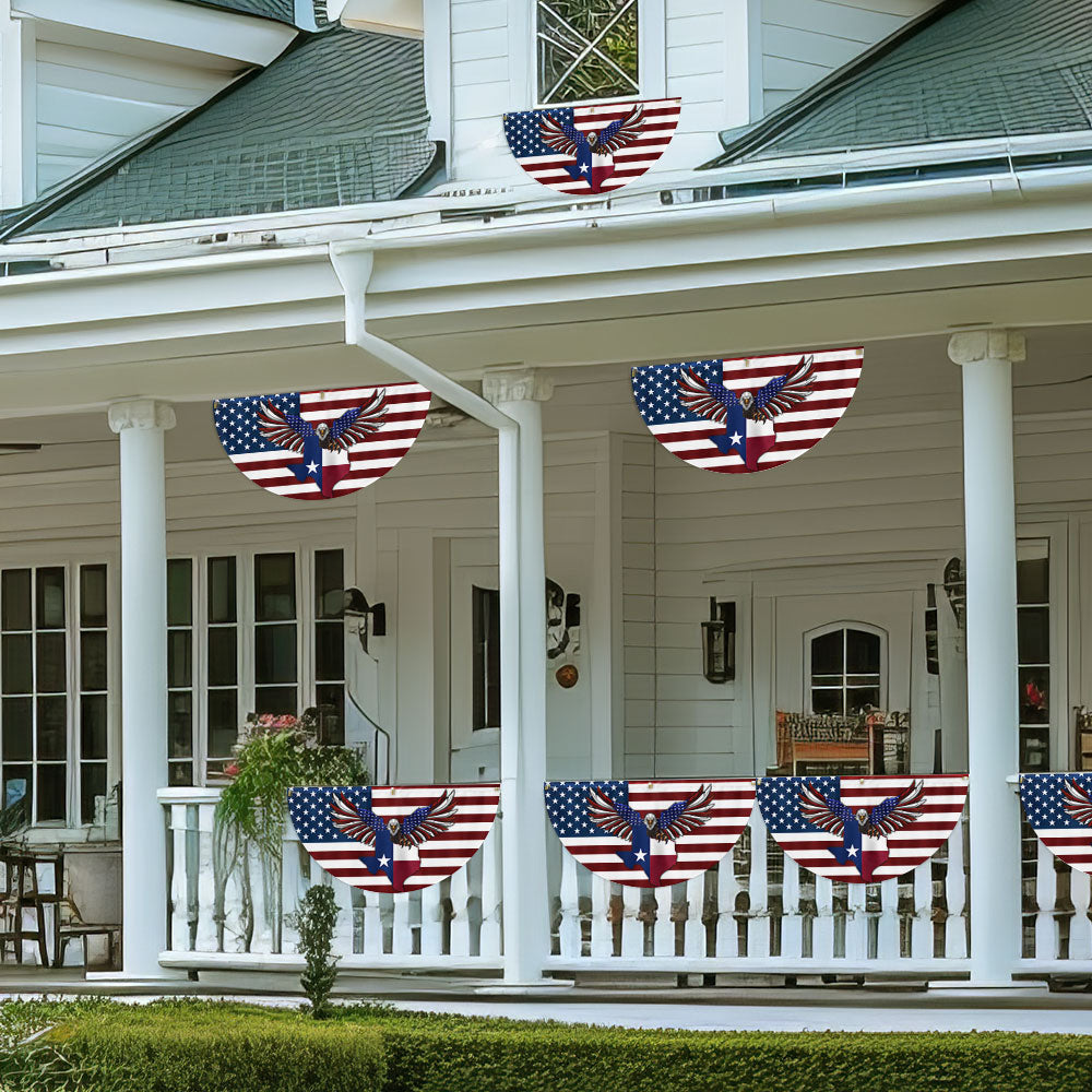 Texas Patriotic Eagle American Non-Pleated Fan Flag