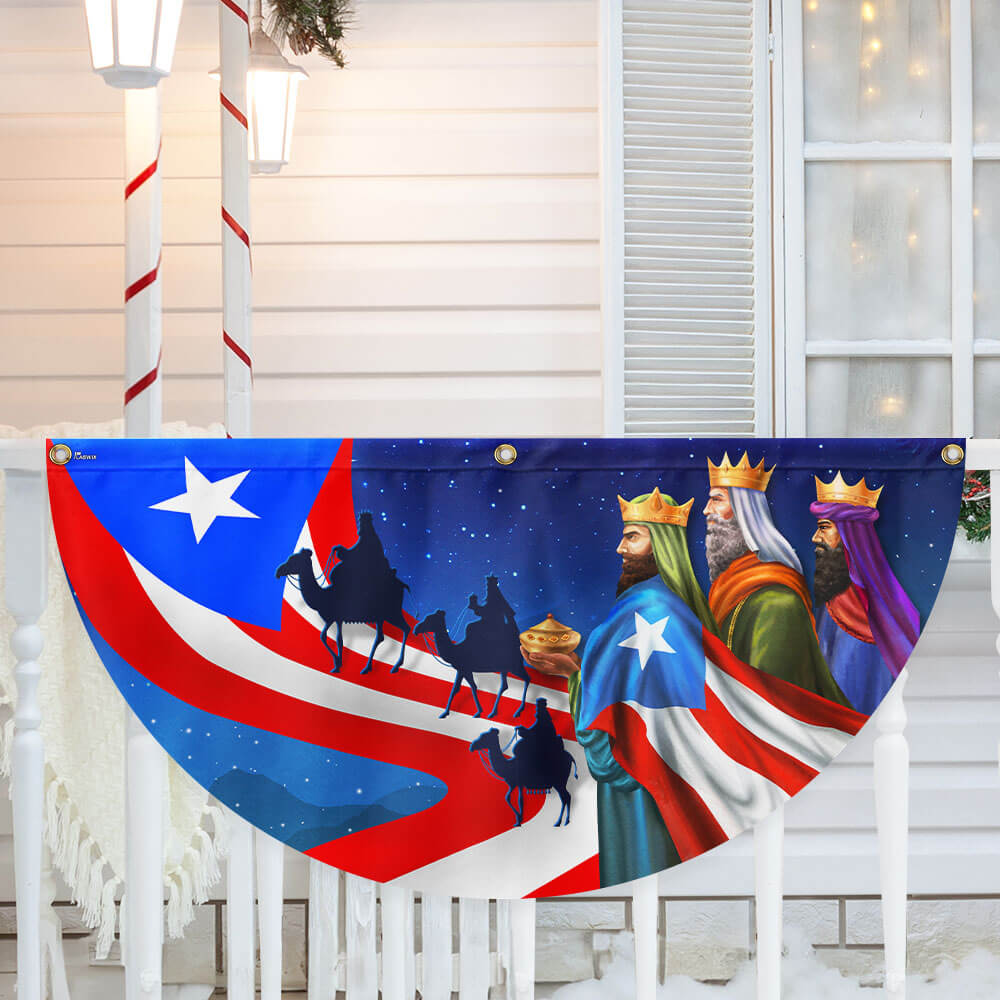 Three Kings Three Wise Men Puerto Rico Non-Pleated Fan Flag