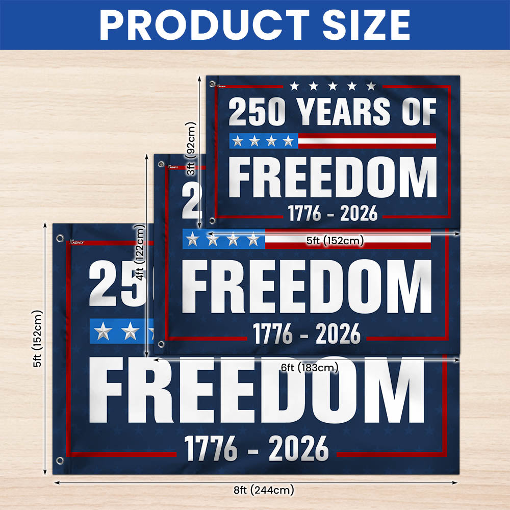 Flagwix American Flag - 250 Years Of Freedom 1776-2026 4th Of july Grommet Flag