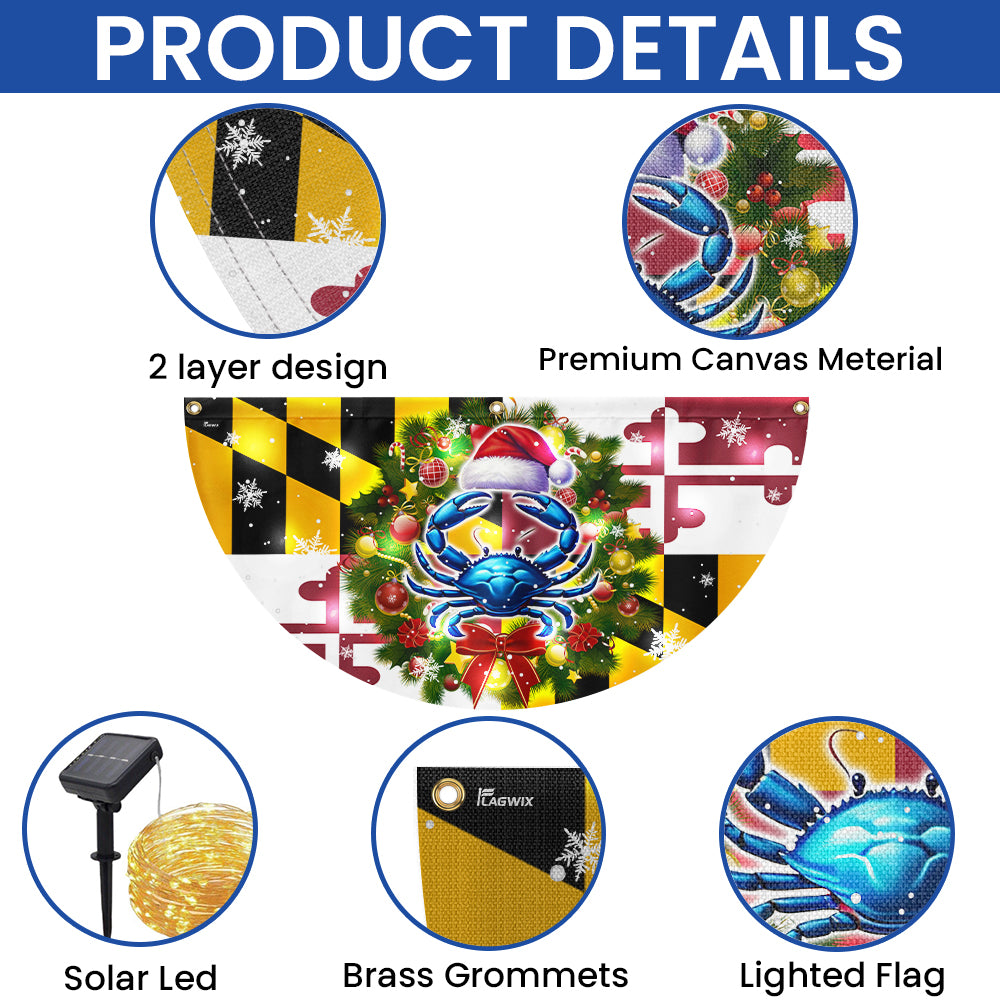 Maryland Christmas Blue Crab Christmas Solar Led Fan Flag