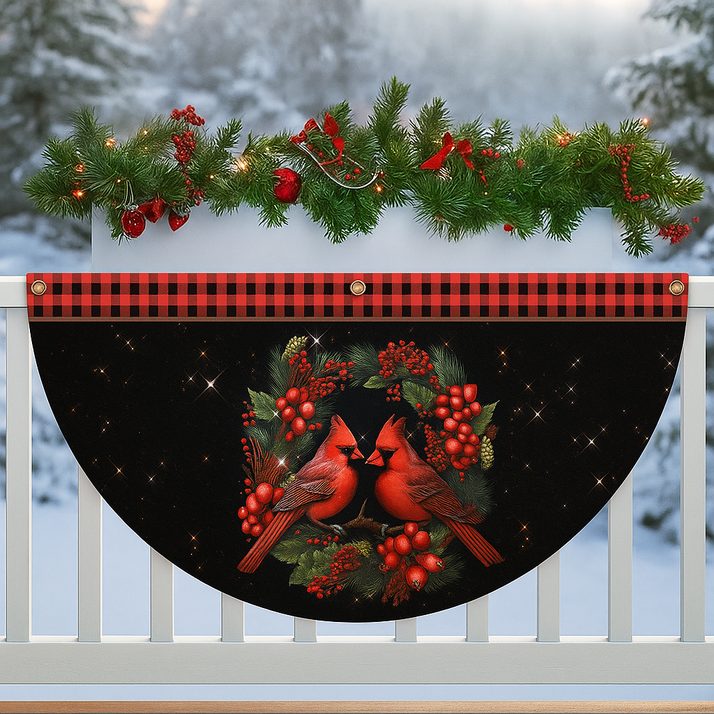 Cardinal Merry Christmas Non-Pleated Fan Flag