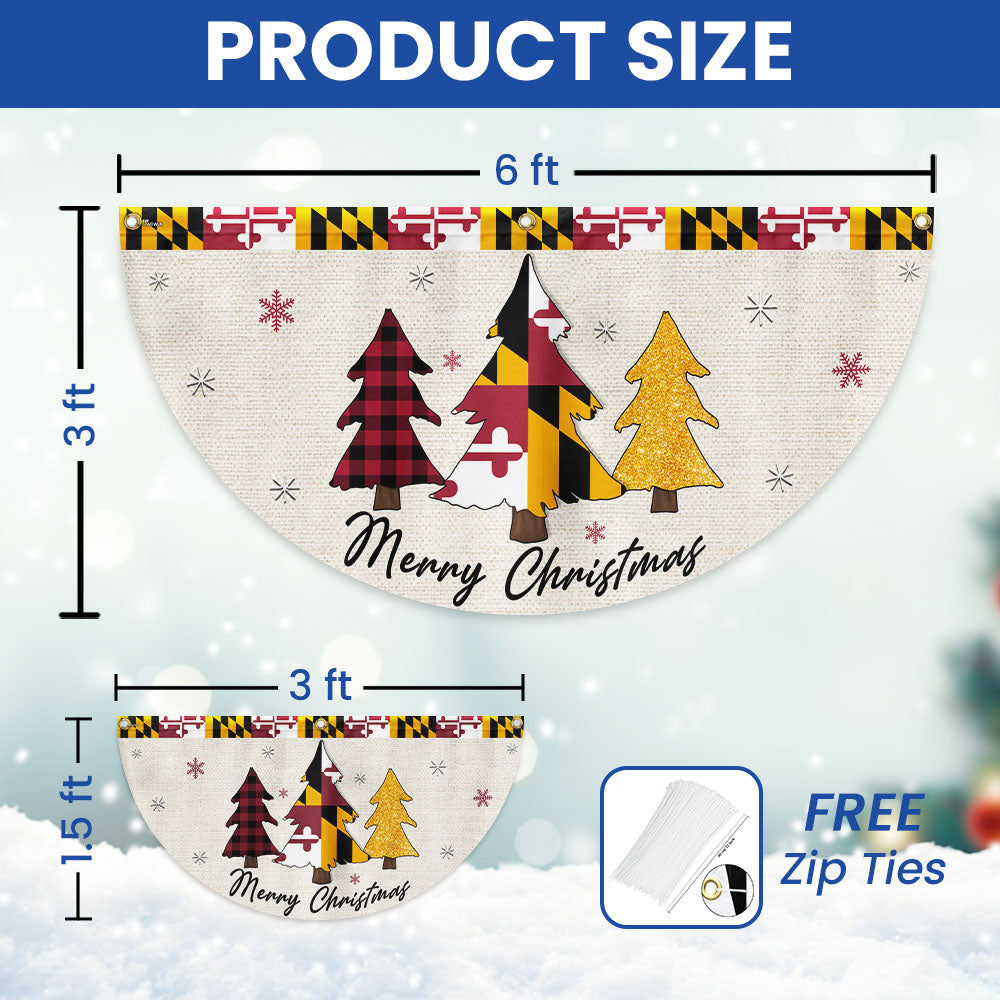 Maryland Christmas Flag Christmas Tree Maryland Christmas Non-Pleated Fan Flag