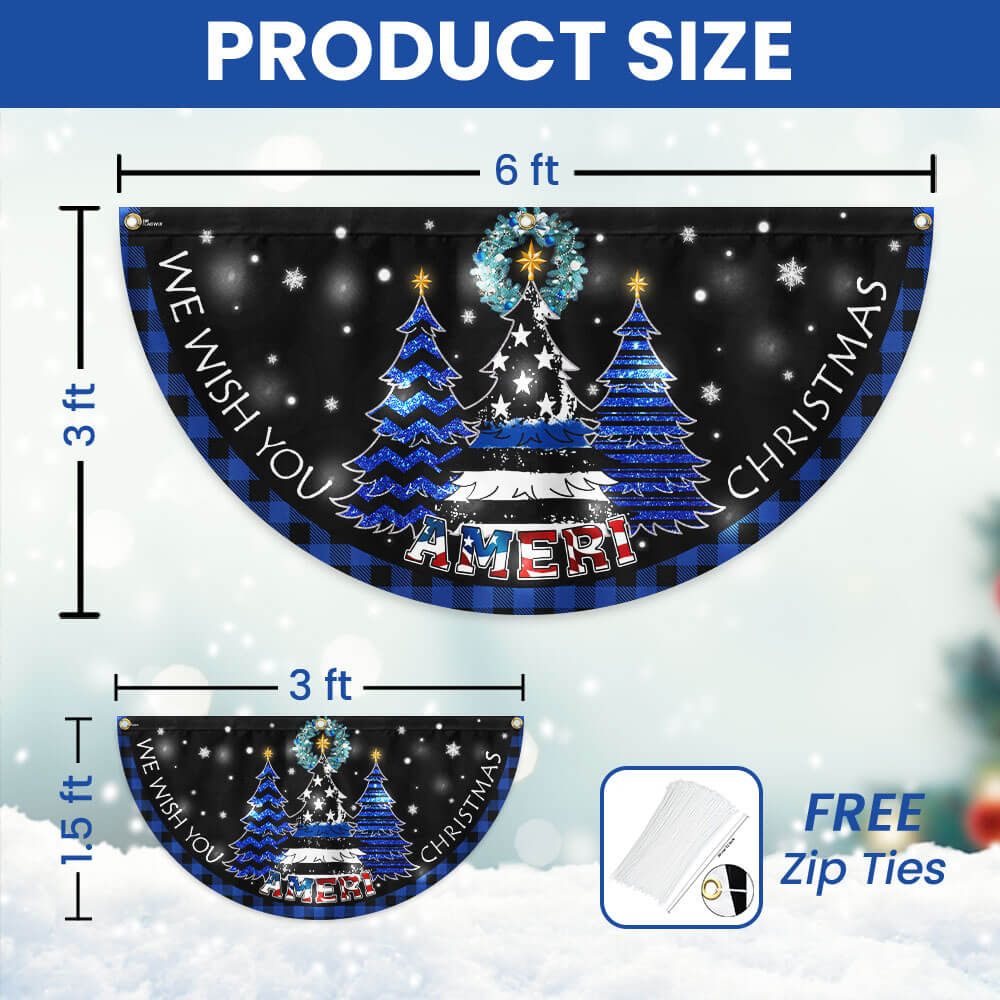 We Wish You Ameri Christmas, The Thin Blue Line Christmas Solar Led Fan Flag