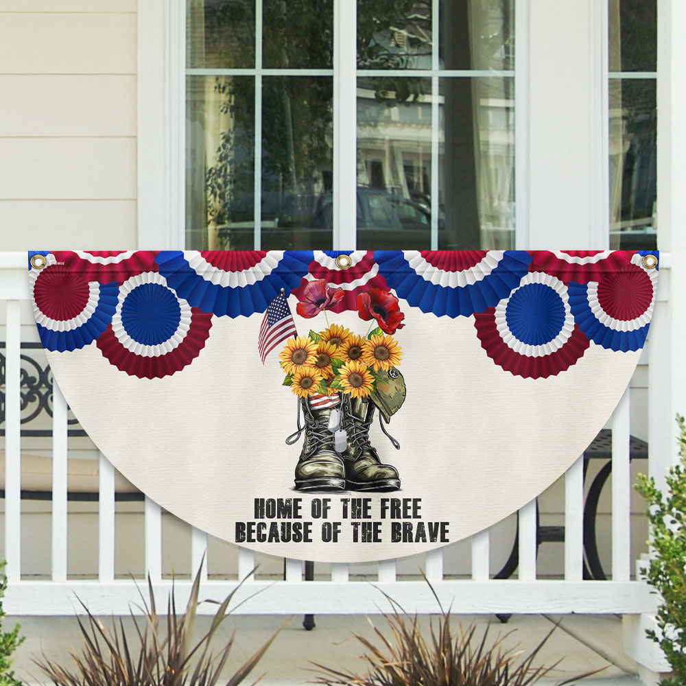 American Flag - Memorial Day Veterans, Home Of The Free American Non-Pleated Fan Flag TPT1645FLv1