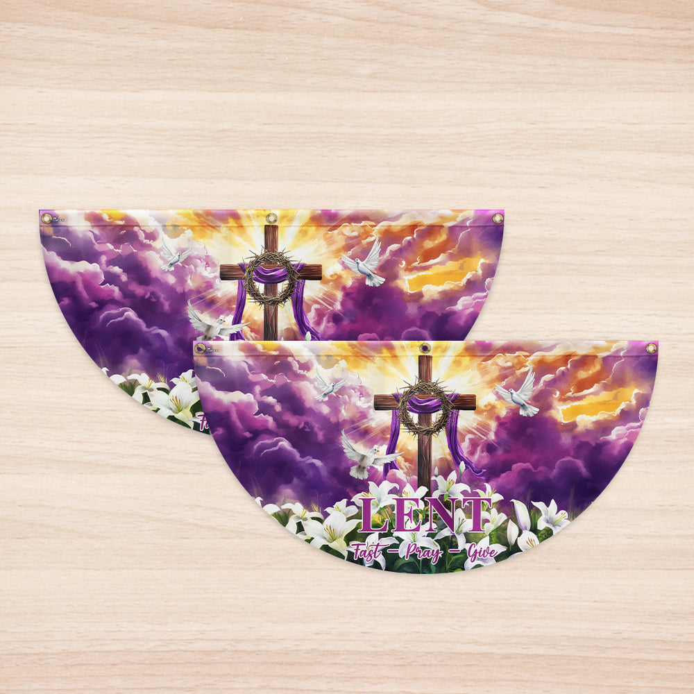 The Season Of Lent Easter Christian Cross Non-Pleated Fan Flag