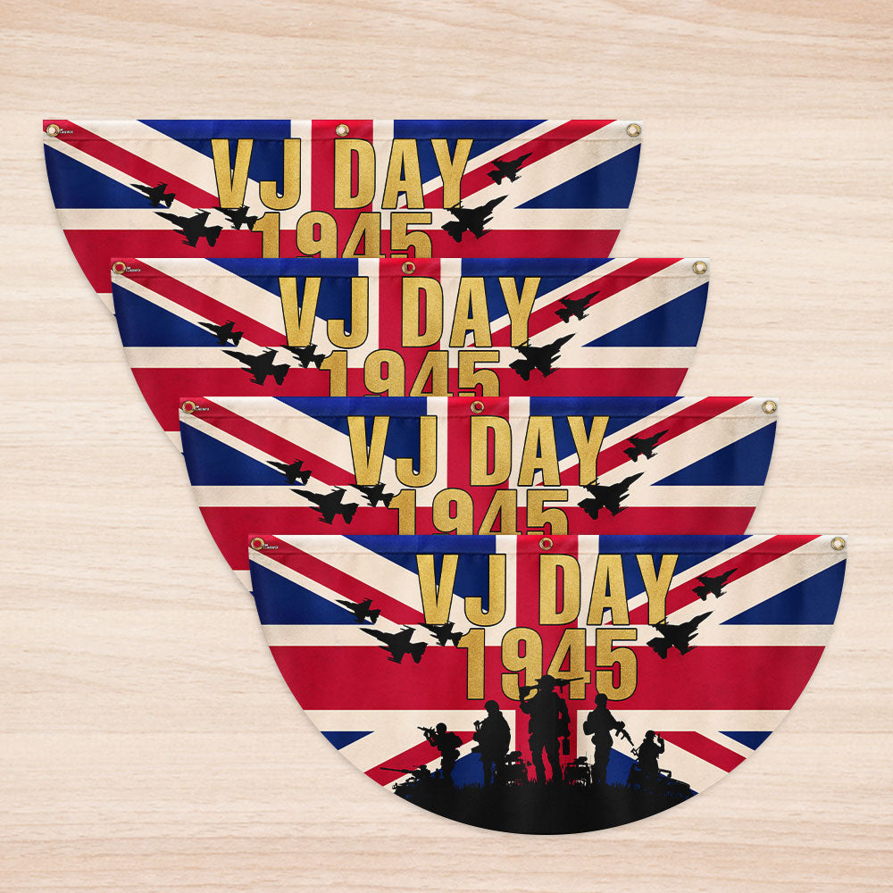 VJ Day Victory Over Japan UK Non-Pleated Fan Flag