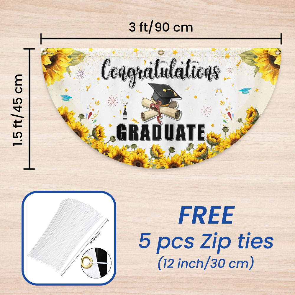 Congratulations Graduate Non-Pleated Fan Flag